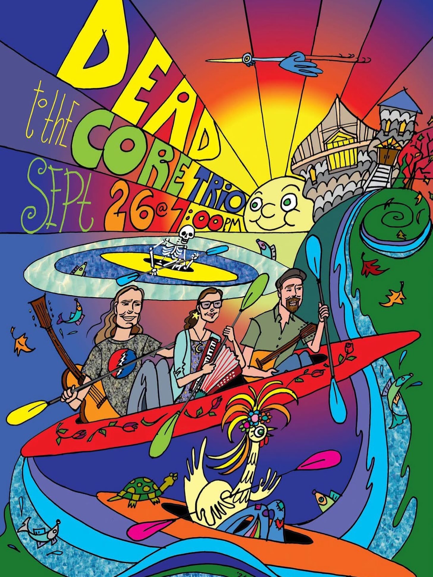 Coming up on Saturday 9/26: the first-ever Dead to the Core trio show! Wendy Sassafras Ramsay, Tim Burns, and I will be paddling our way up to the Brewerton Center for the Arts, a lovely venue in a historic church. Can&rsquo;t wait to fill that reson