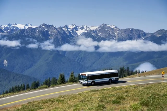 A Clallam Transit bus at Hurricane Ridge