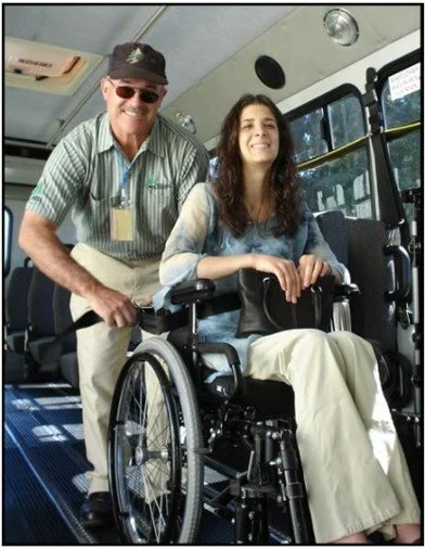Lift-equipped transit vehicles enable people in wheelchairs to get around