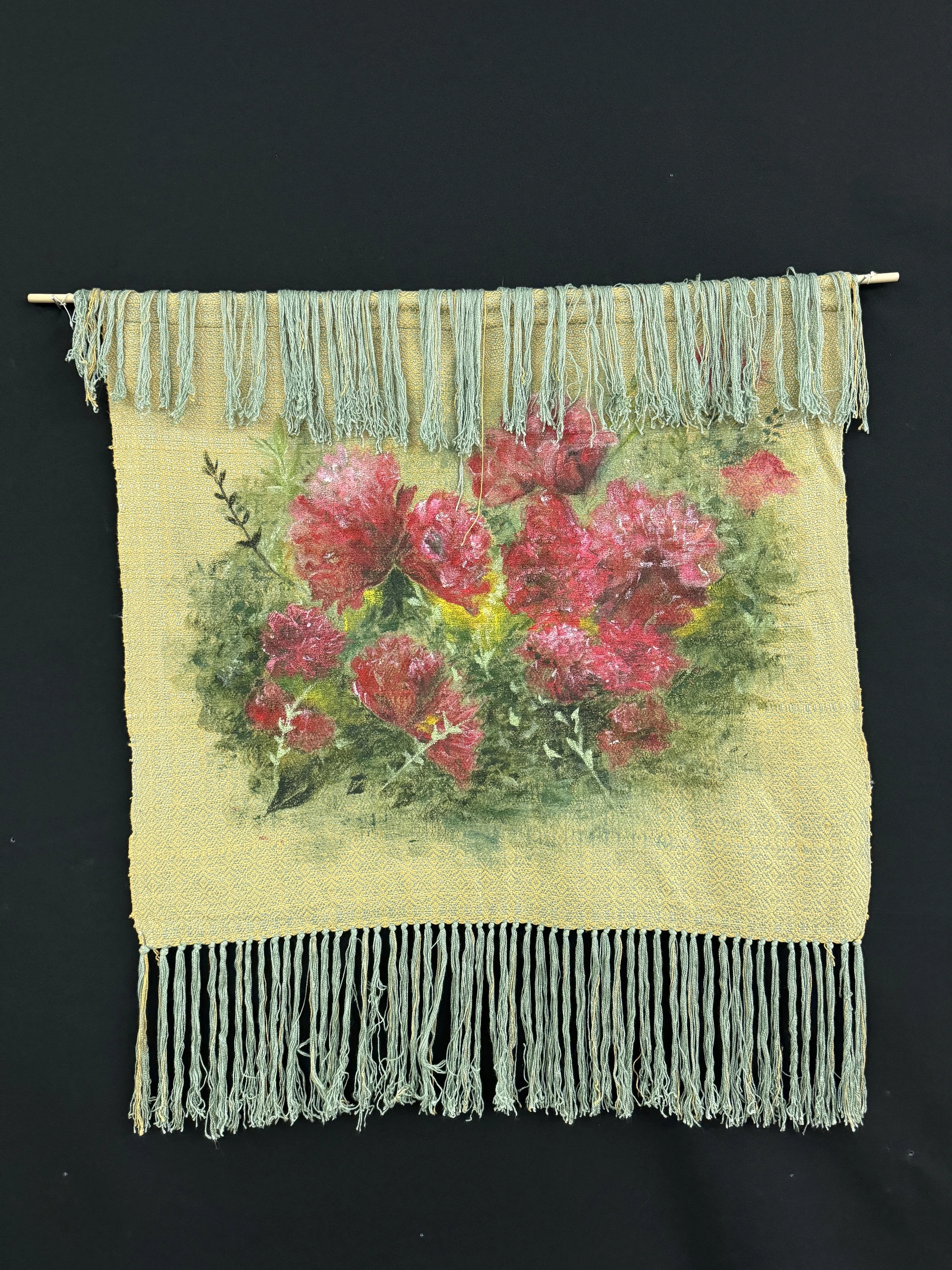 Painting study 3, cotton & bamboo weaving & acrylic paint, 30 x 30", (2024)