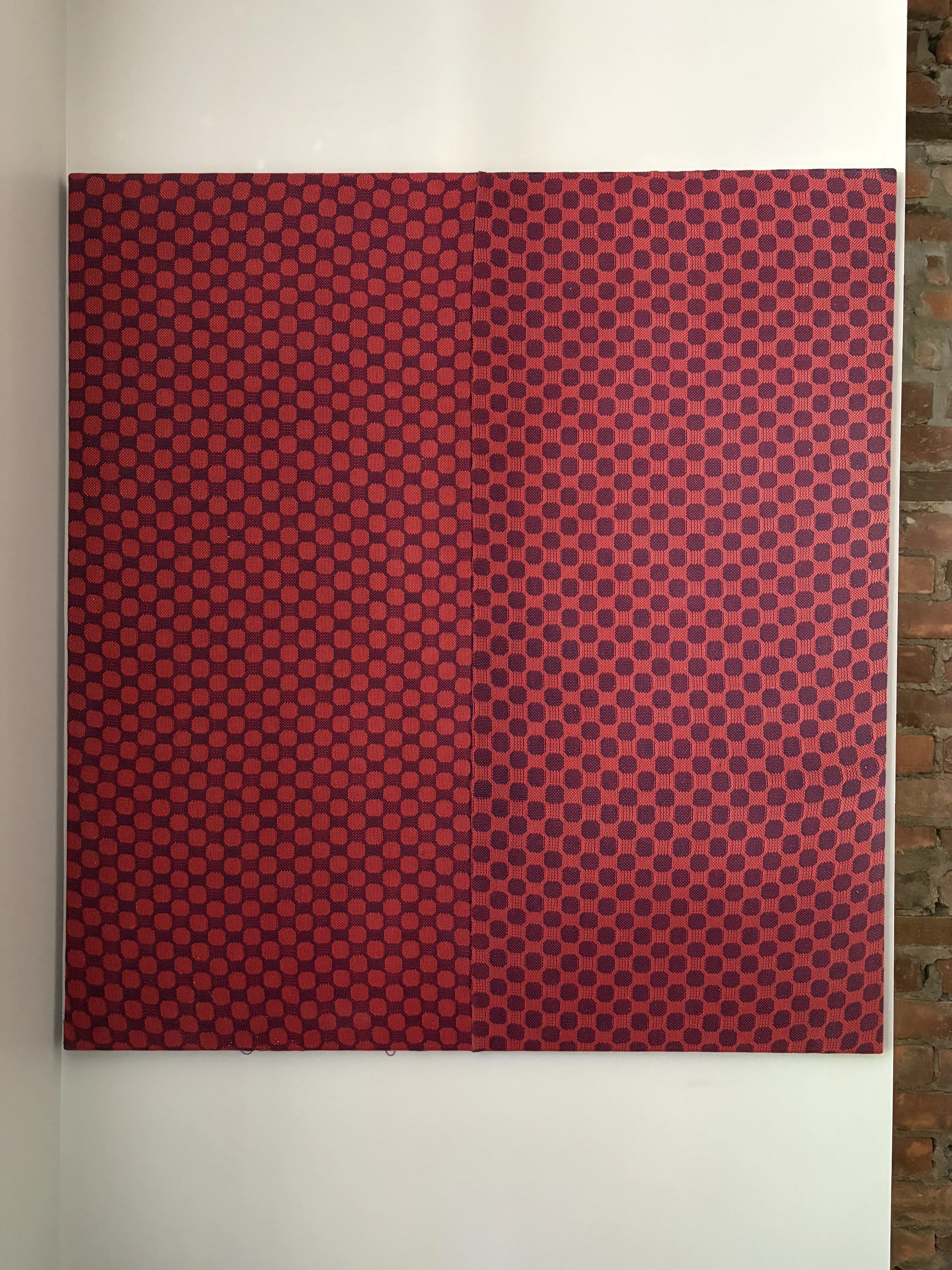 "Circles", deflected double weave, 72 x 70" (2026)