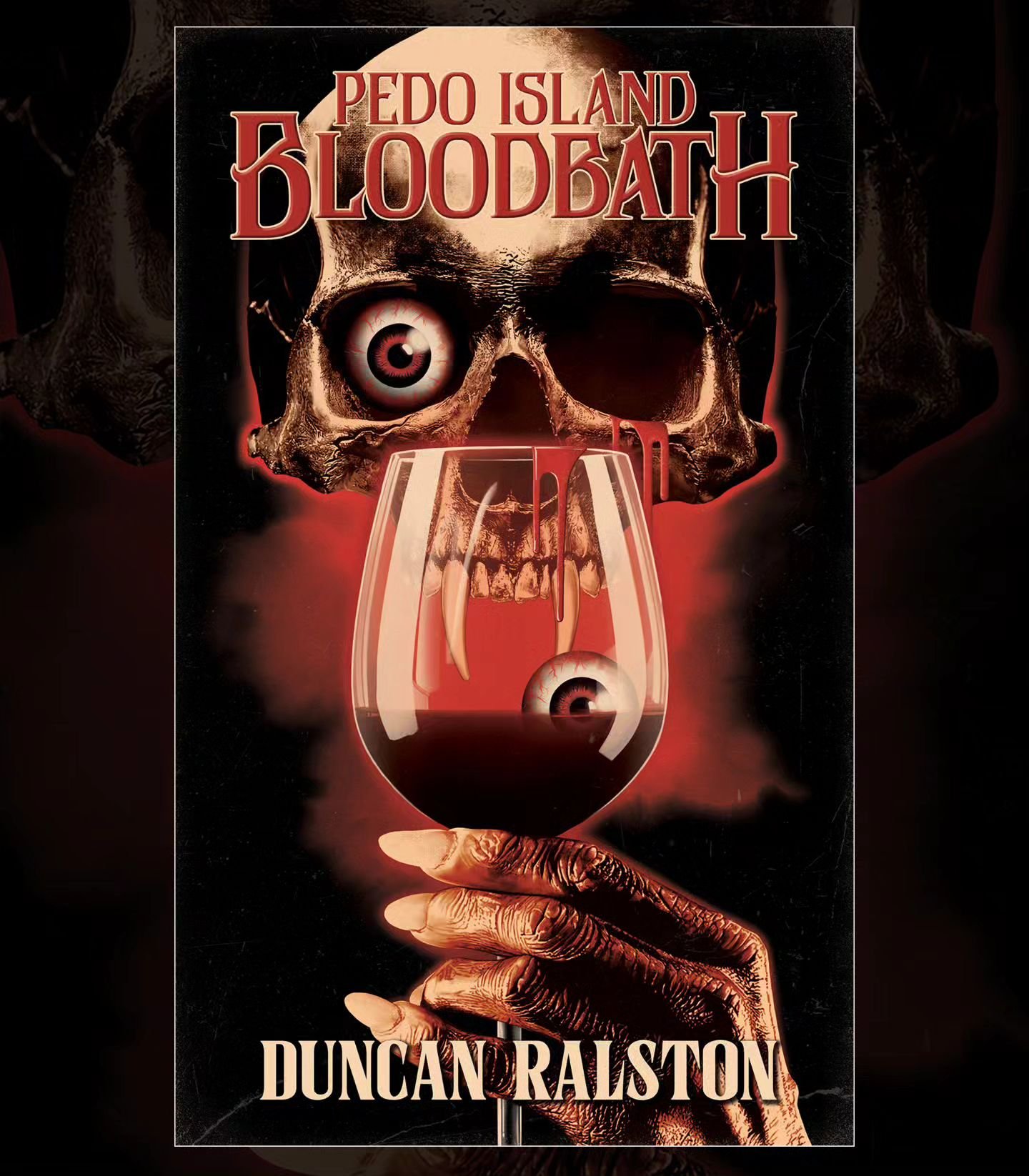 Third book cover that I designed and illustrated for Duncan Ralston @userbits. This was a wild one to work on. I really do love drawing skulls. Painted in Photoshop. 💀🍷

#horrorart #horrorartist #paperbacks #paperbacksfromhell #duncanralston #blood