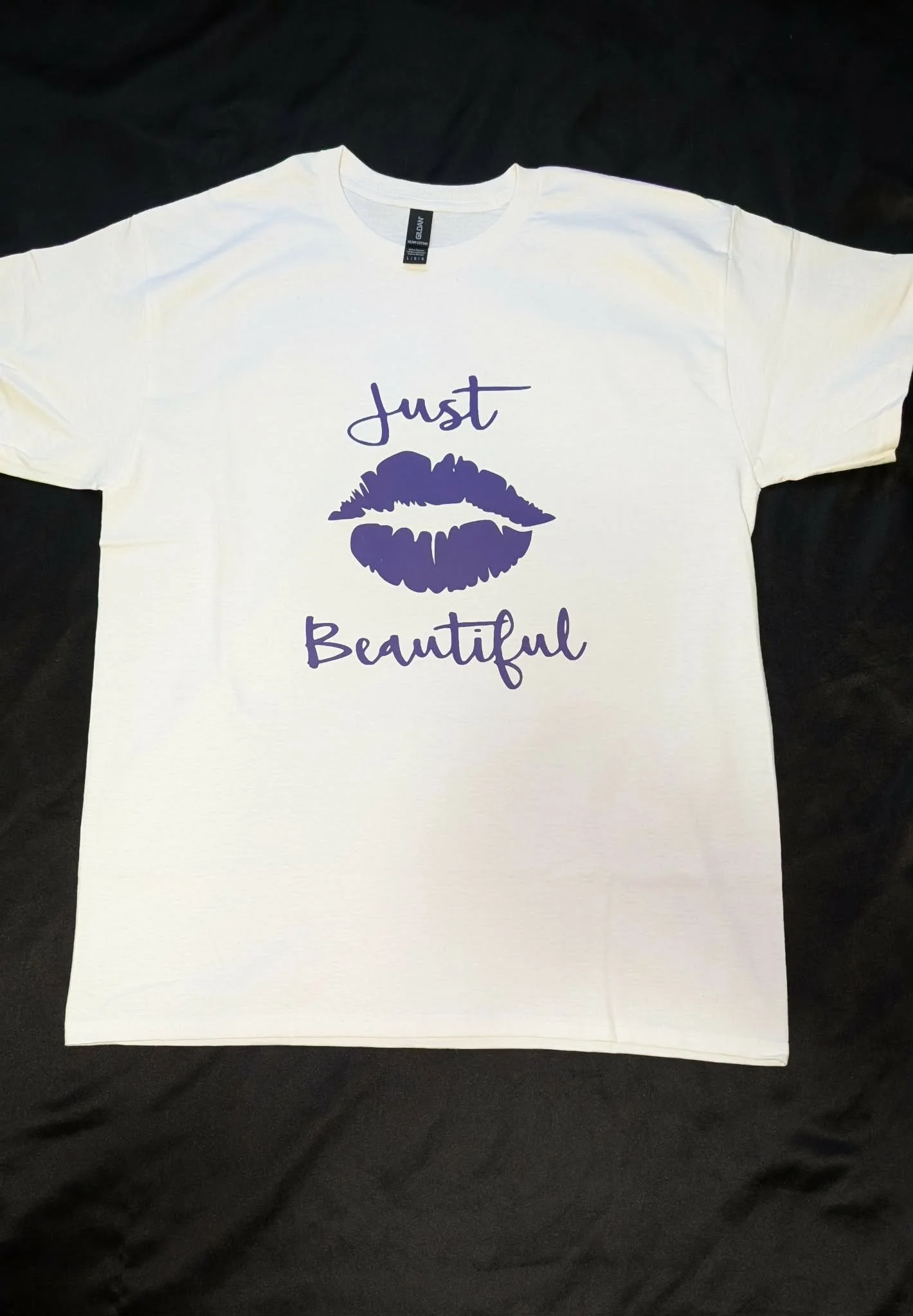 Just Beautiful Purple Lips Graphic Tee - White