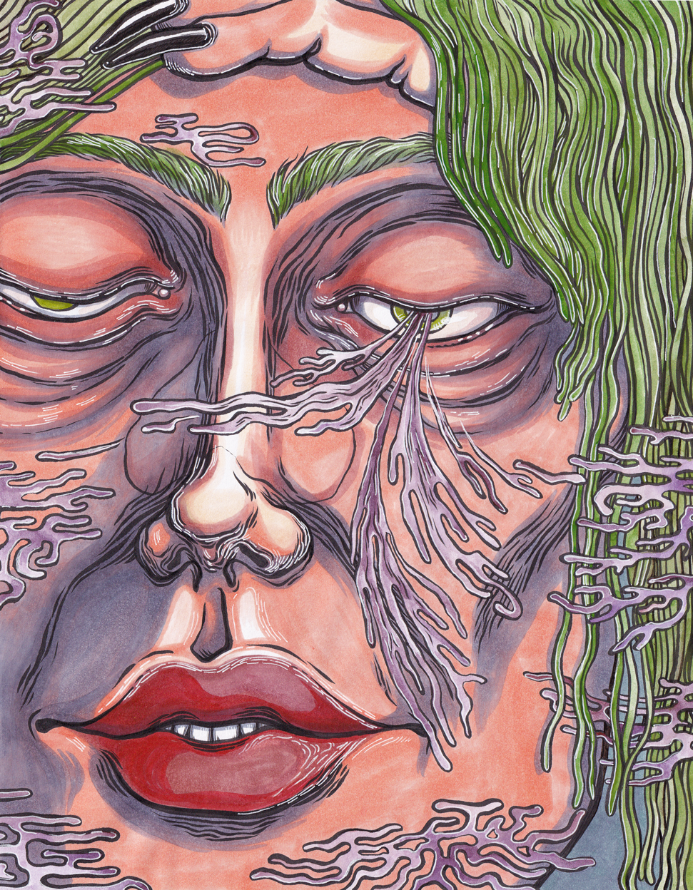 Inhale, 2020 // ink, watercolor and marker on paper