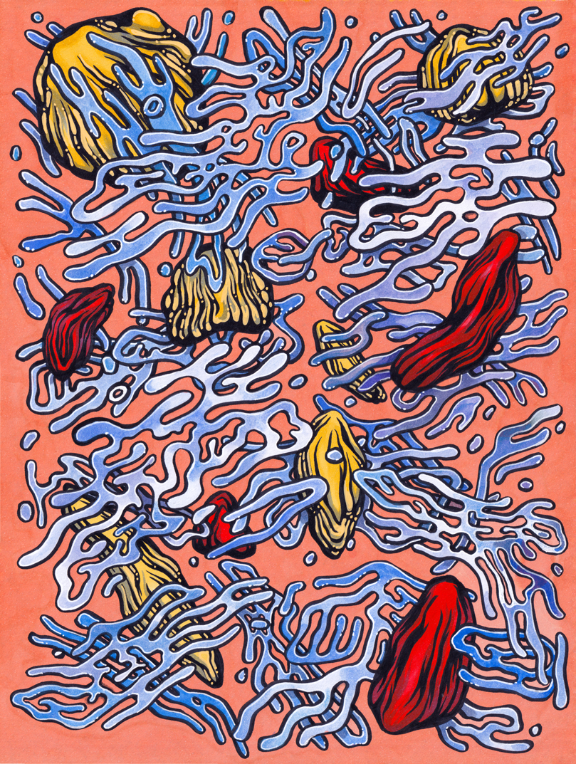 Water On Mind, 2020 // ink, watercolor and marker on paper
