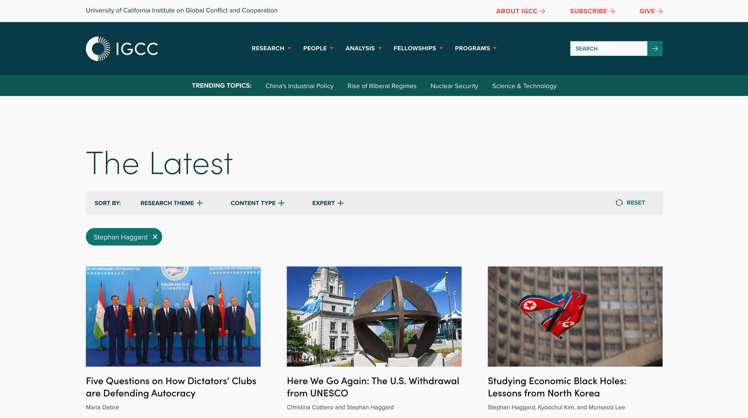 Screenshot of the "The Latest" page on IGCC