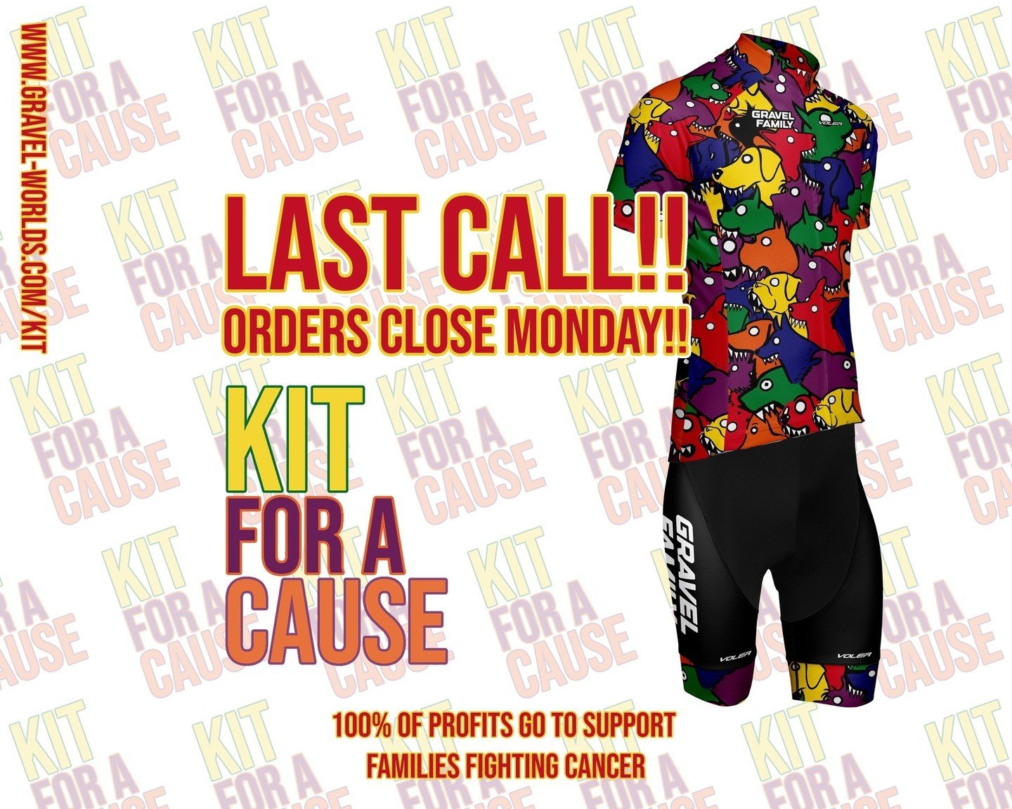 Get those orders in!!⁠
Orders Close MONDAY April 15th!!⁠
100% of profits are split between @kevinwilkins and @grindforlifeorg⁠
Order at www.gravel-worlds.com/kit⁠