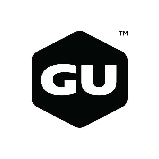 GU logo in a black hexagon