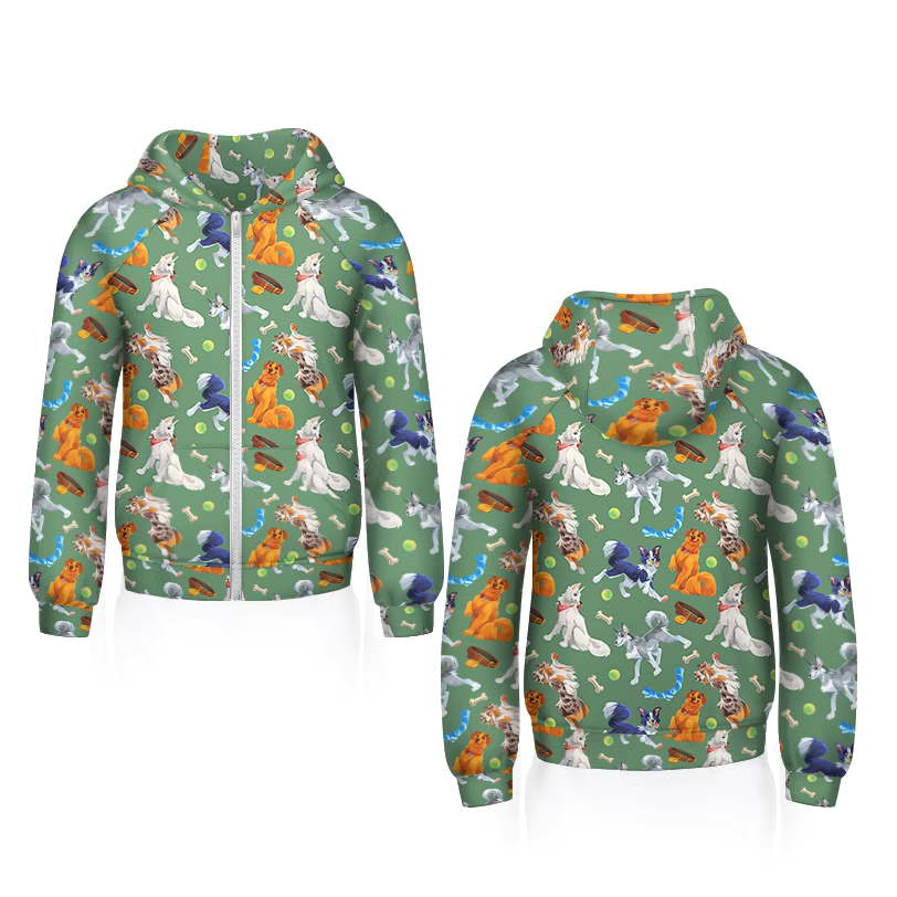 Green Dog Oversized Zip-up Hoodie by Furbakery