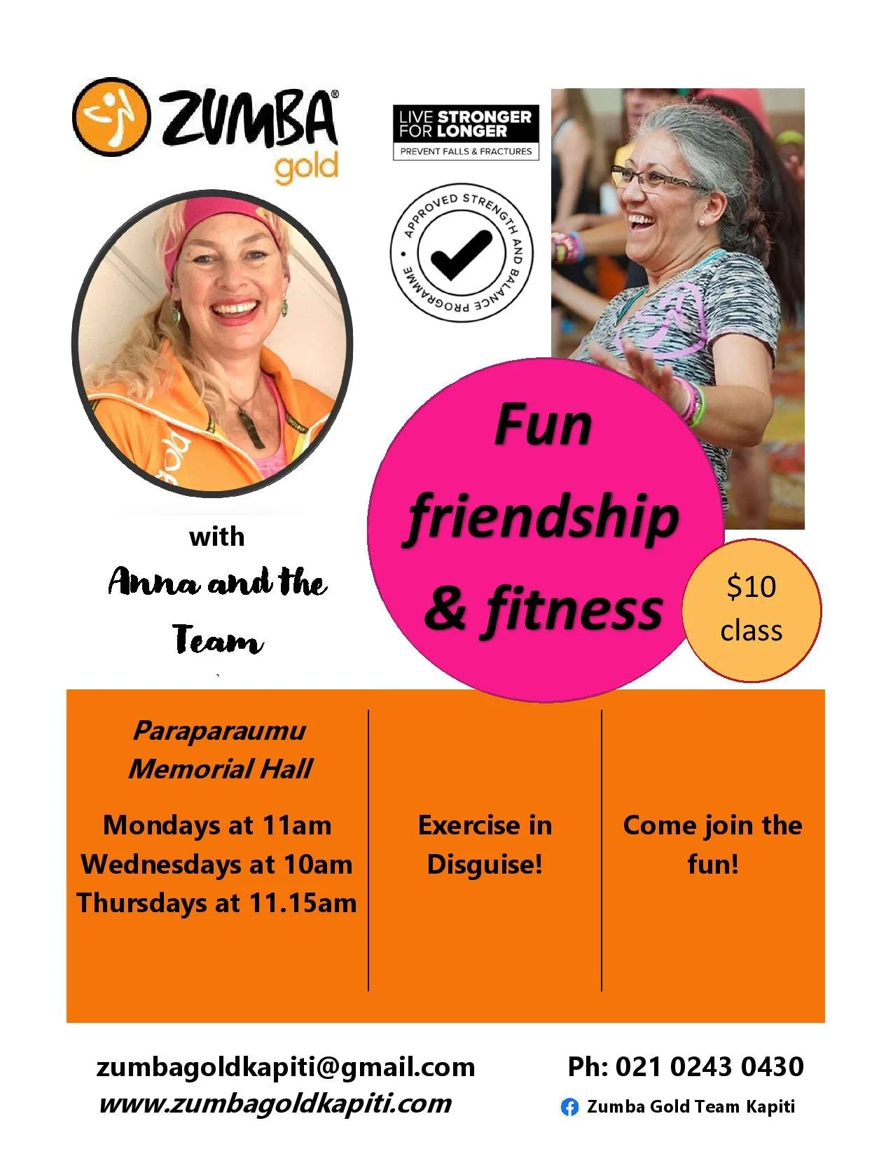 Zumba Gold Kapiti Class Timetable