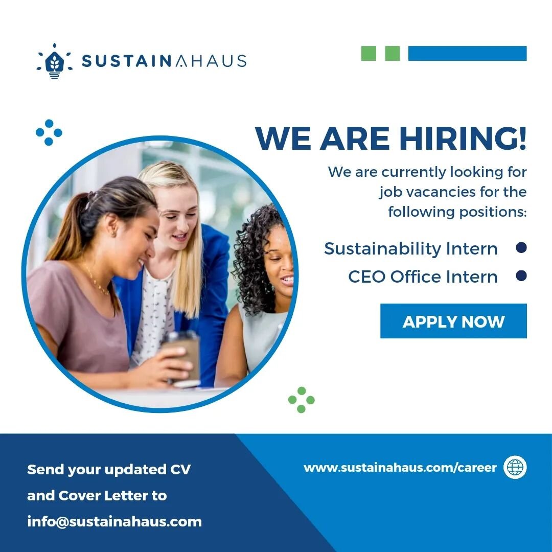 We're looking for future Sustainability Specialists!

If you're a recent graduate interested in the sustainability field based in Greater Jakarta, Sustainahaus offers a great opportunity. We currently have two internship opportunities:
1. Sustainabil