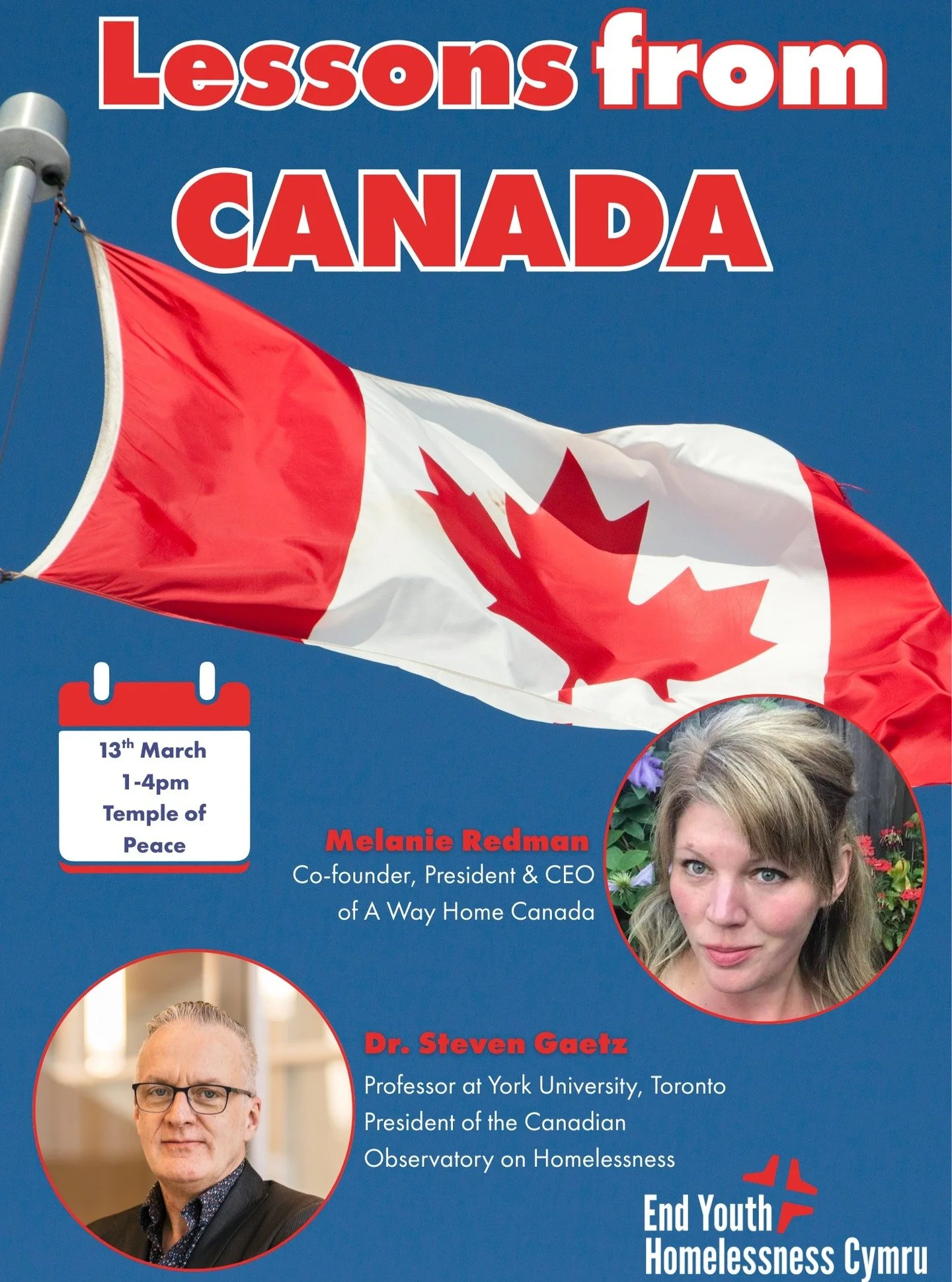 We are delighted to be hosting an afternoon with long-standing EYHC partners and world-leading experts from Canada Stephen Gaetz and Melanie Redman! 

The pair will deliver a presentation on Canadian provision of Housing First for Youth (HF4Y) and th