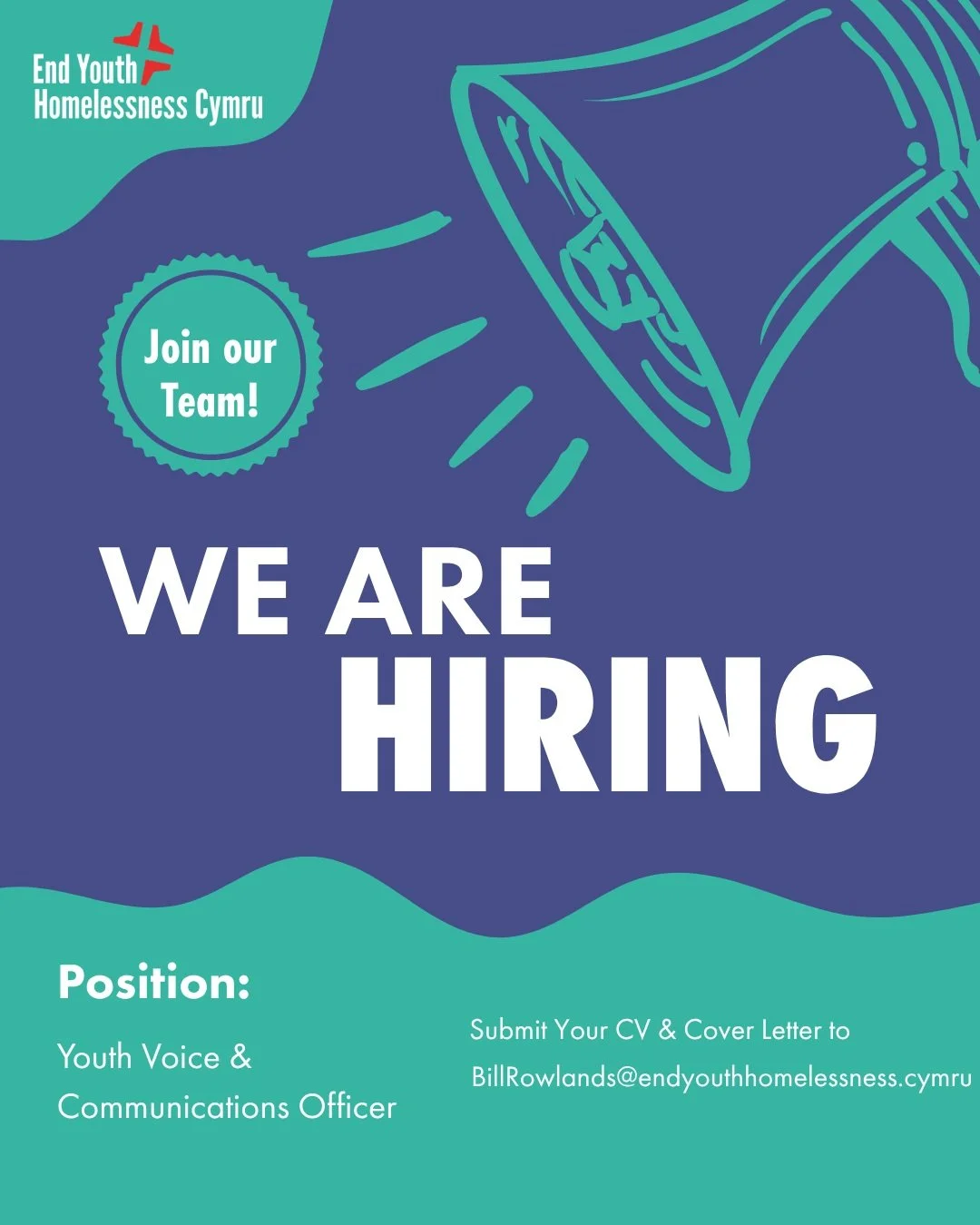We're hiring! 

We're looking for a motivated and experienced professional to join our team as Youth Voice &amp; Communications Officer. 

Head to the link in our bio for details on how to apply. 

Rydym yn recriwtio! 

Rydym yn chwilio am weithiwr p