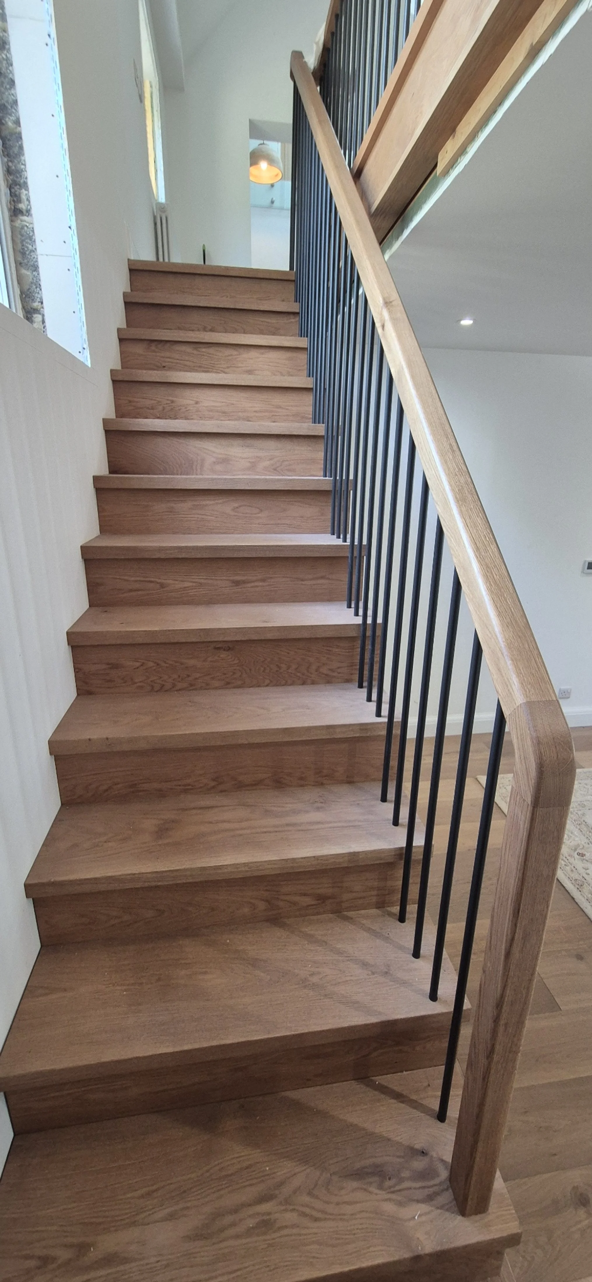 Oak and steel staircase.