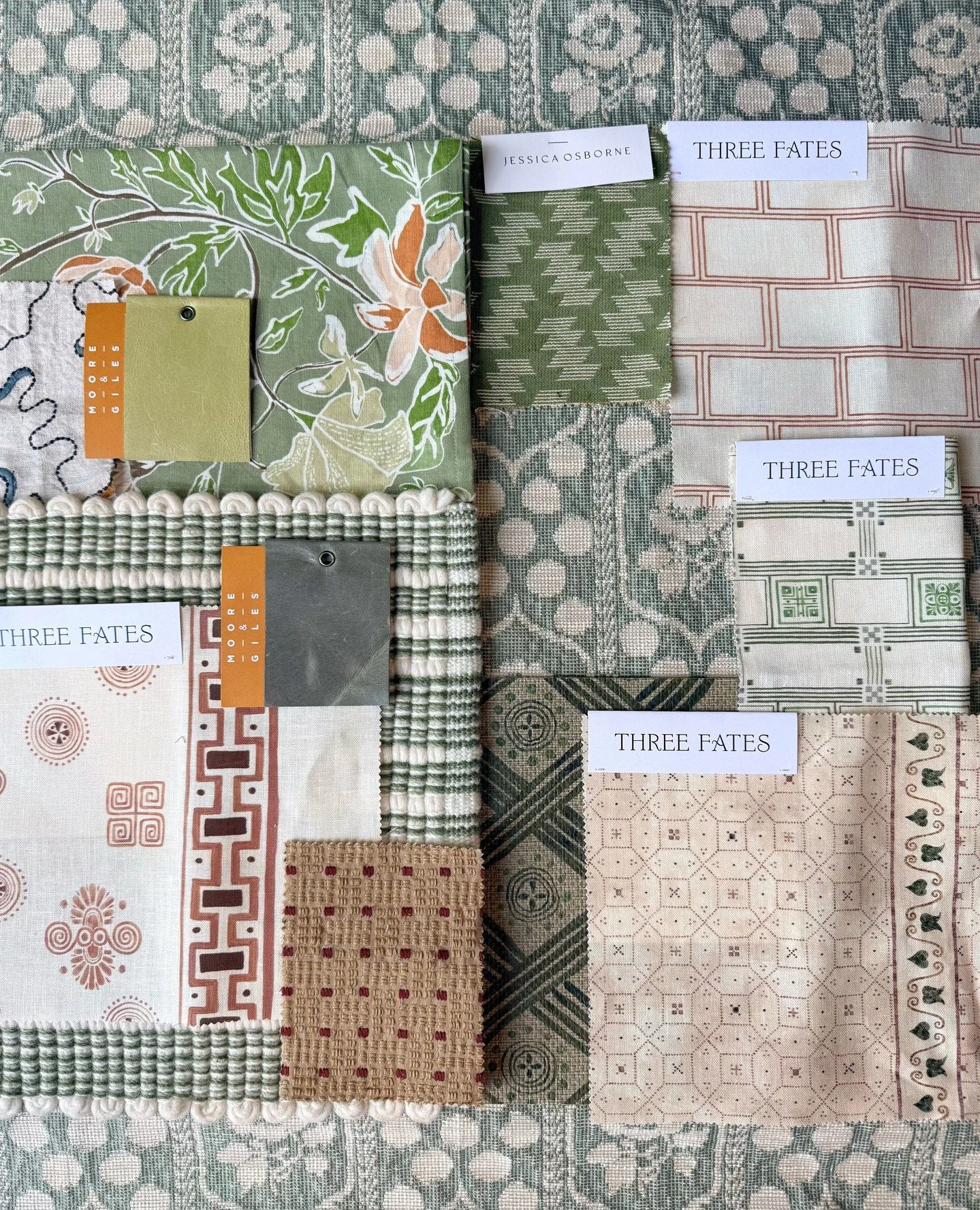 The GREEN print!✨

Fresh greens meet earthy hues in this week&rsquo;s mood board with @jennifermckeedesign @threefatestextiles @jessicaosbornelondon @mooreandgilesleather @kathrynhunttextiles @vanderhurd @maisonvenu 
⁠