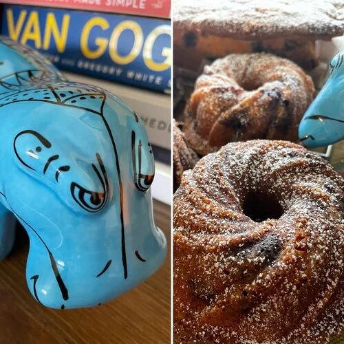 Blueberry Poundcakes with Lemongrass, Fresh Basil and Lime