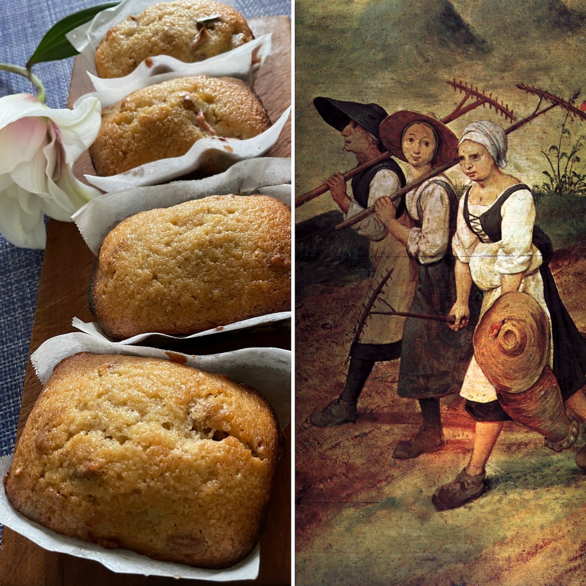 Rhubarb Poundcakes with Roasted Pecans and Crystalized Ginger