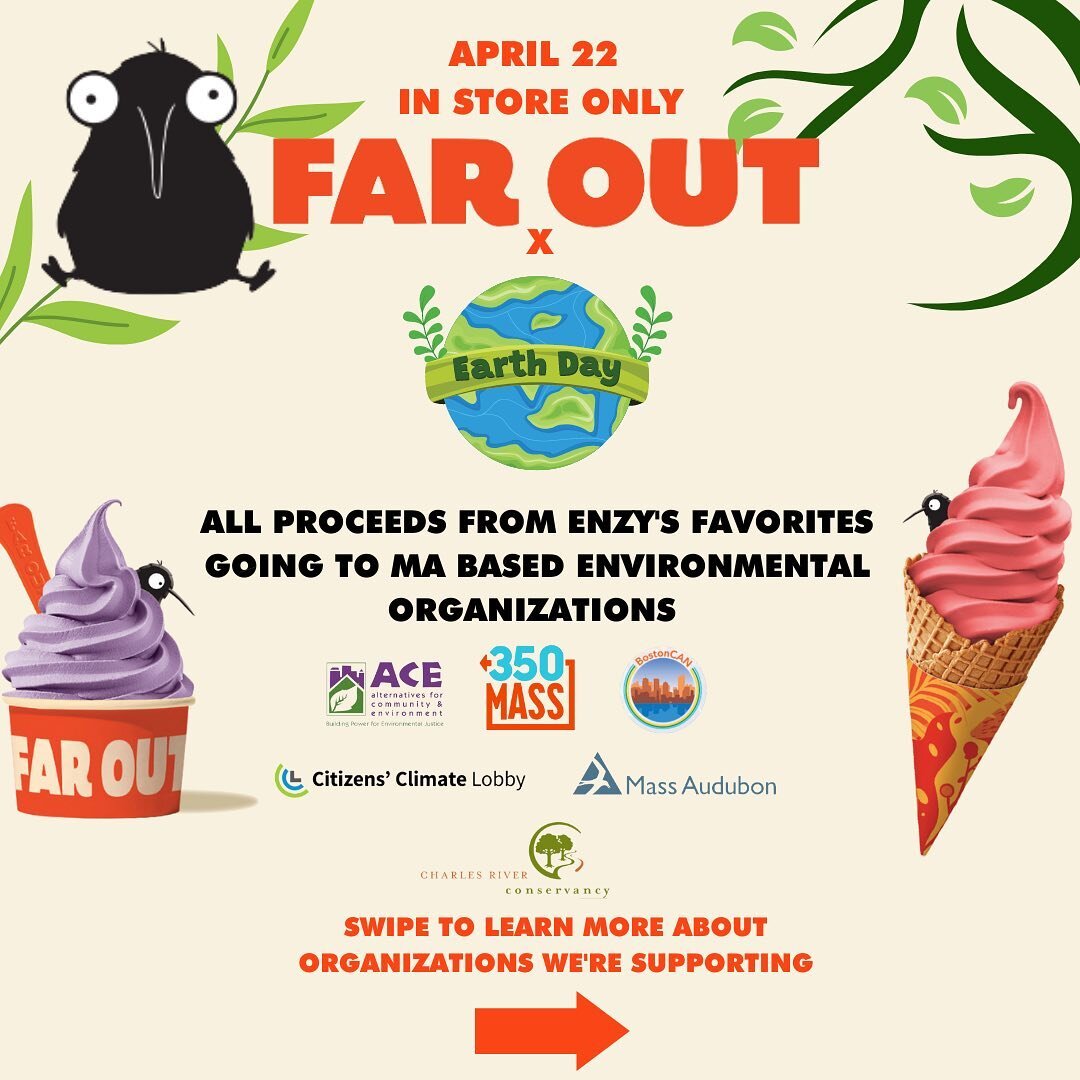 Happy Earth Day! 🌎🌱✨

To celebrate, we are donating to 6 different local climate action organizations. 100% of the proceeds from each of our Enzy&rsquo;s Favorites will go to one of the 6 we have chosen!

So come on in, grab a cone, and let&rsquo;s