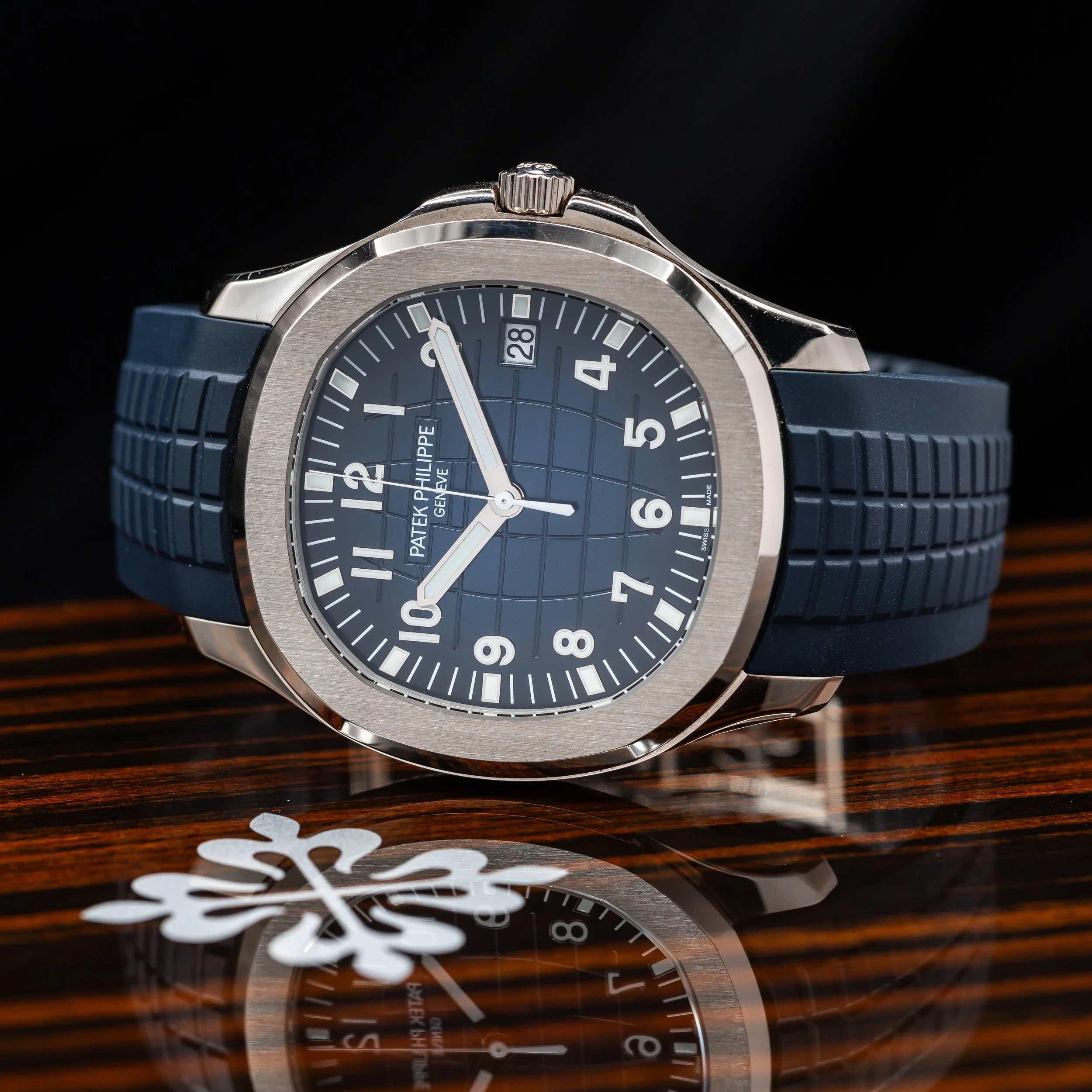 Patek Philippe Aquanaut in White Gold, blue dial 5168G