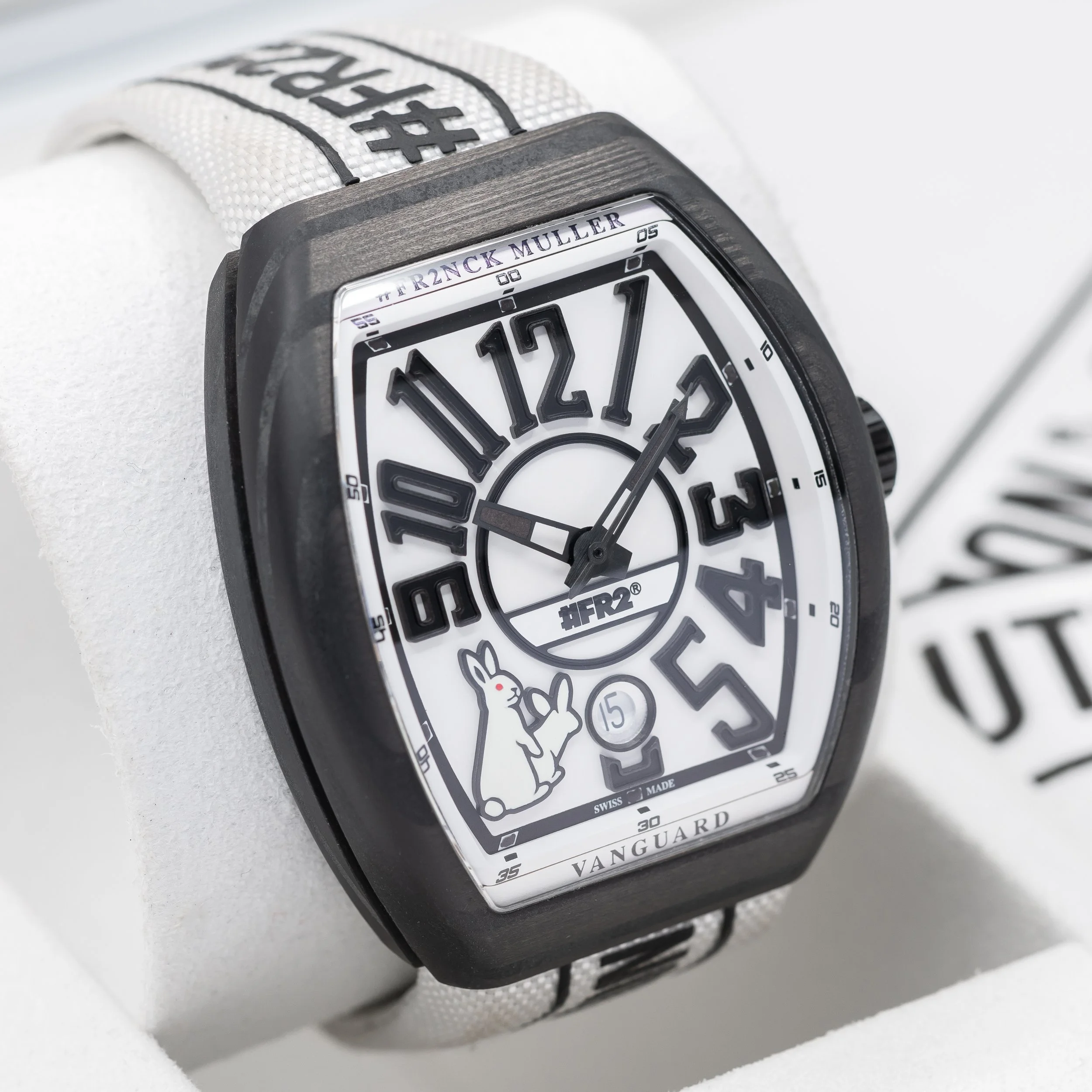 Franck Muller Vanguard in black carbon fiber, Fxxking Rabbits #Fr2 limited edition