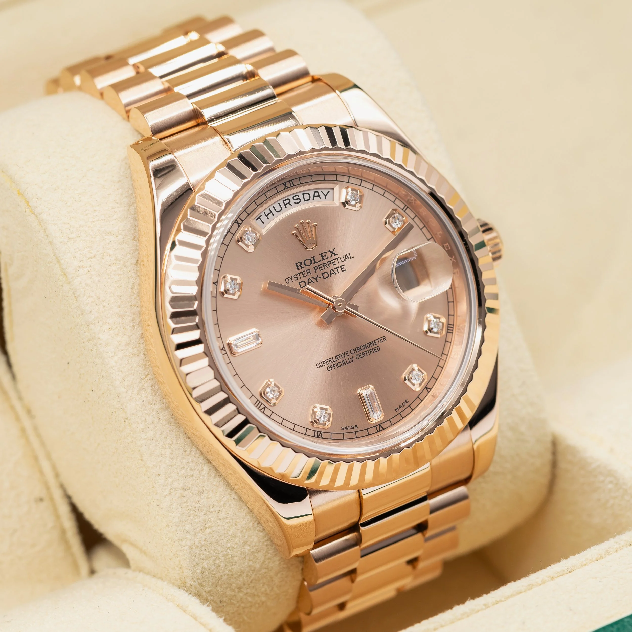 Rolex Day-Date II President 41mm rose gold with diamond dial
