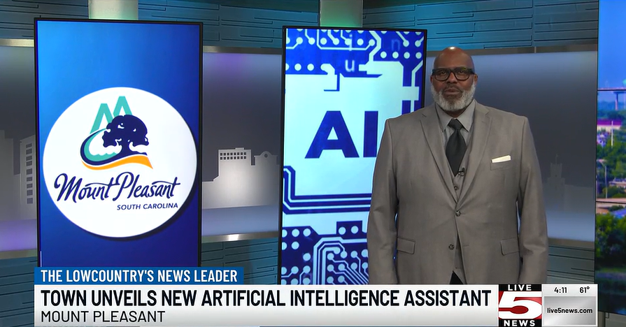 News article about Mount Pleasant's Virtual Assistant, Sawyer