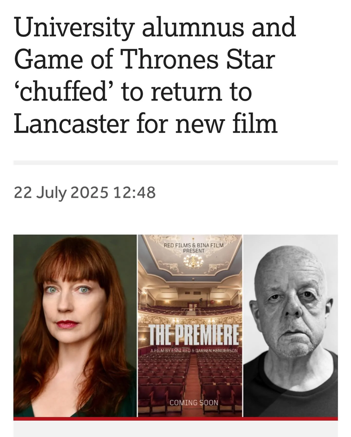🎬 We&rsquo;re thrilled to share this Lancaster University feature on our upcoming short film The Premiere!
🔗 Link in bio
📍Filming continues this weekend (26&ndash;27 July) in Lancaster &mdash; with a brilliant cast, crew, and a crowd of amazing ba
