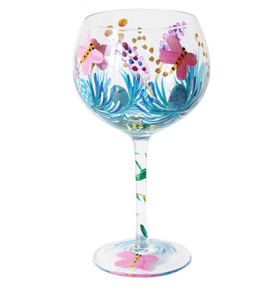 Hand Painted Gin Glass - Thistles