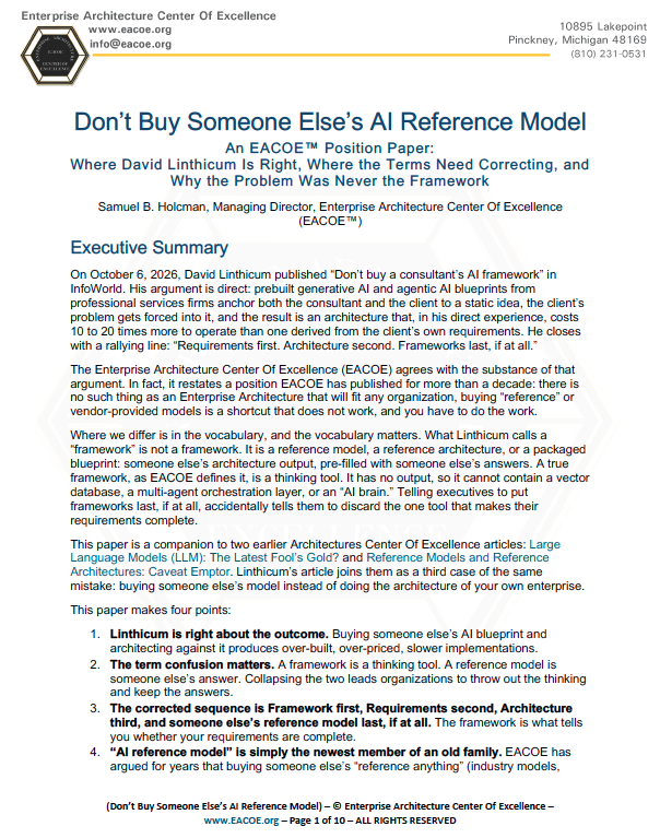 Don’t Buy Someone Else’s AI Reference Model