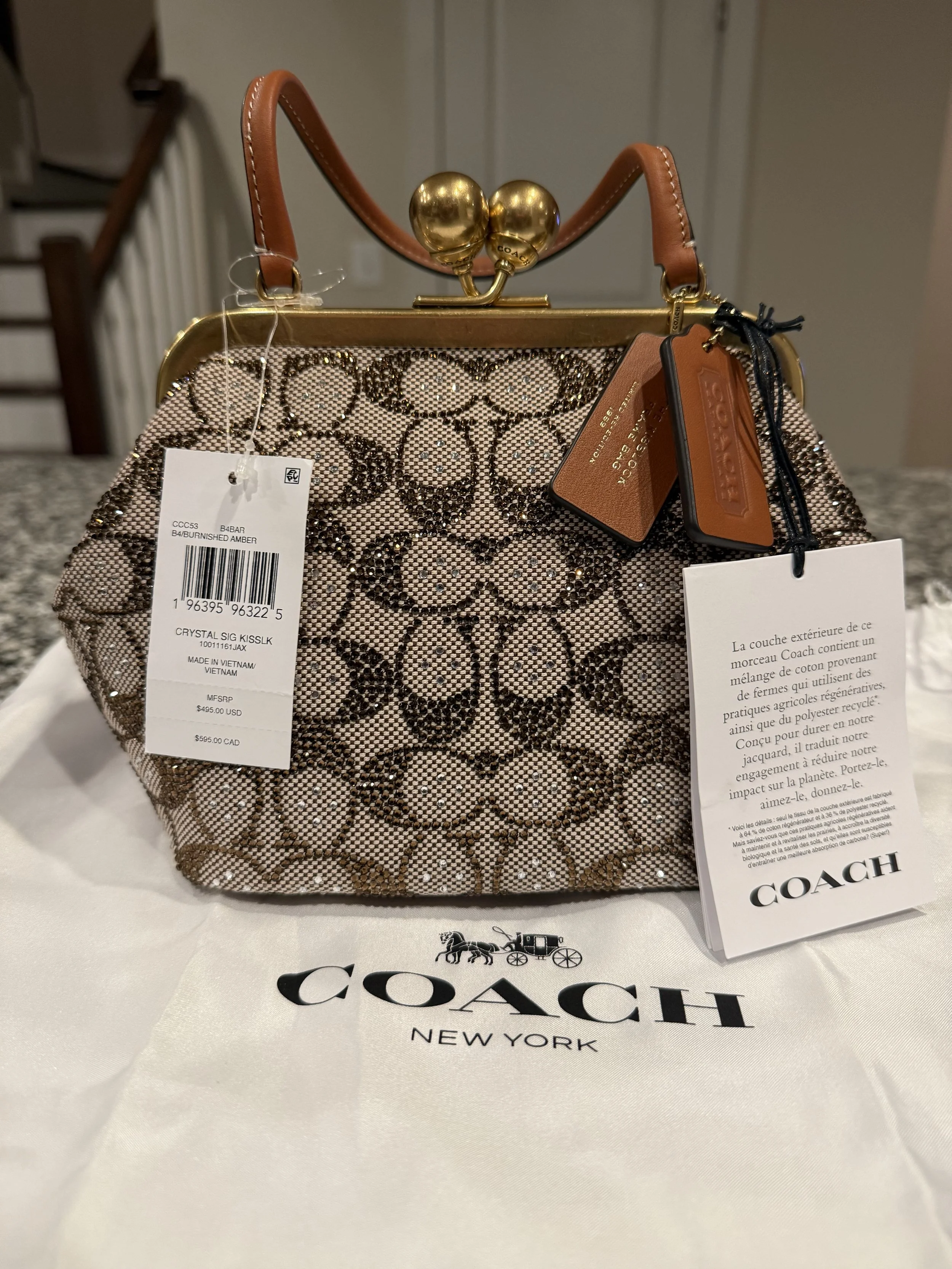 Coach Crystal Signature Kisslock 16 Frame Bag