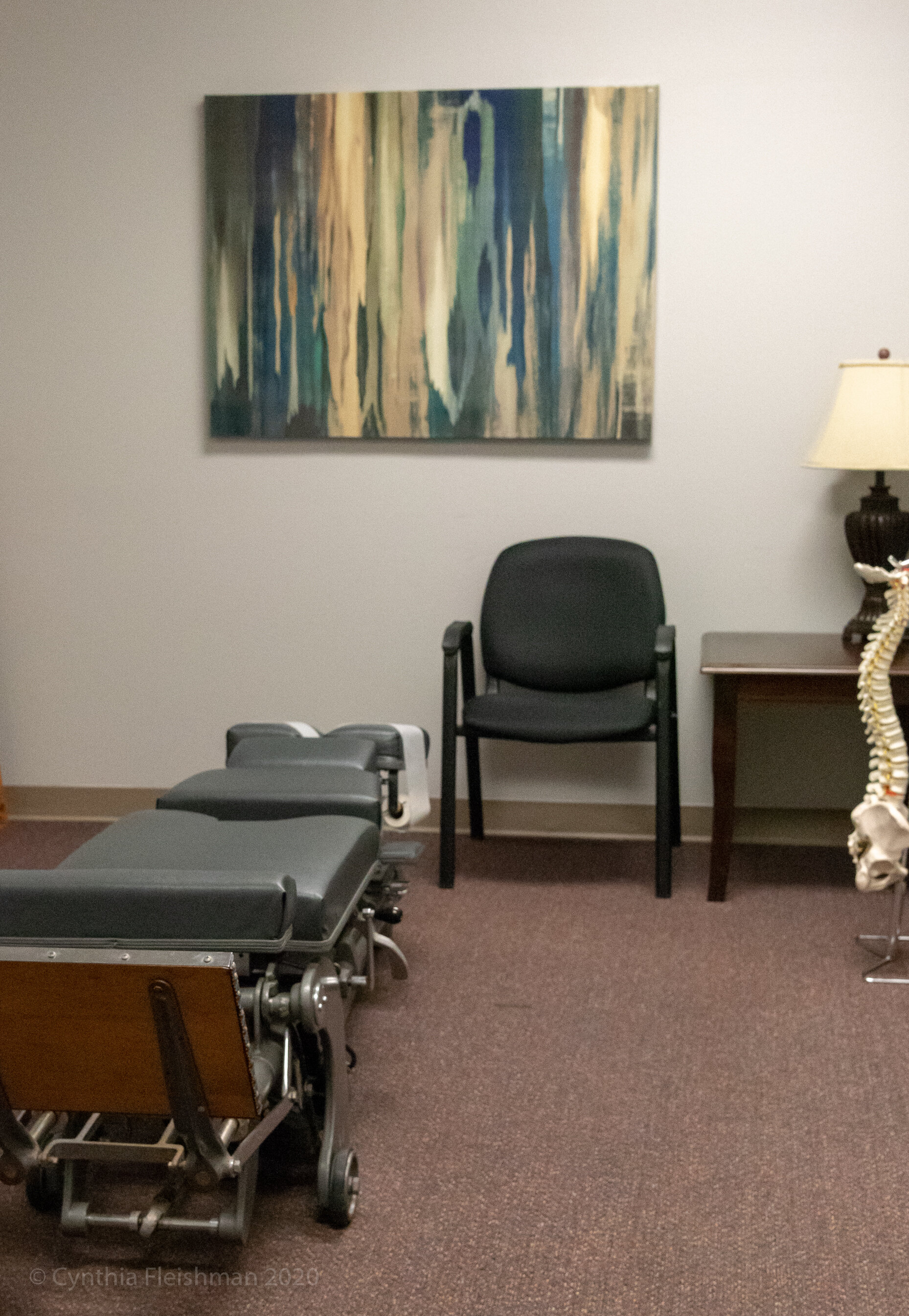 Modern and spacious private chiropractic therapy offices.
