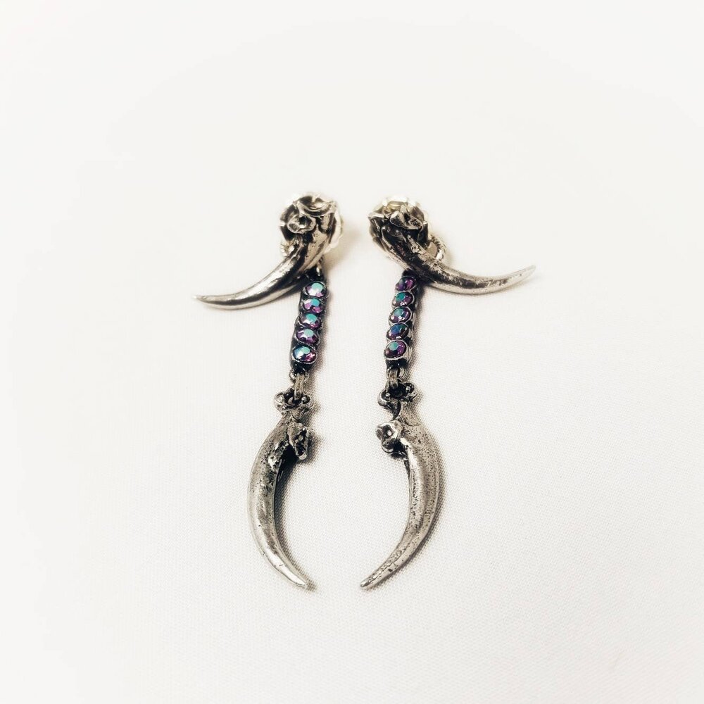 Barn Owl Claw Dangle Combo Earrings|Nightfall(gray)