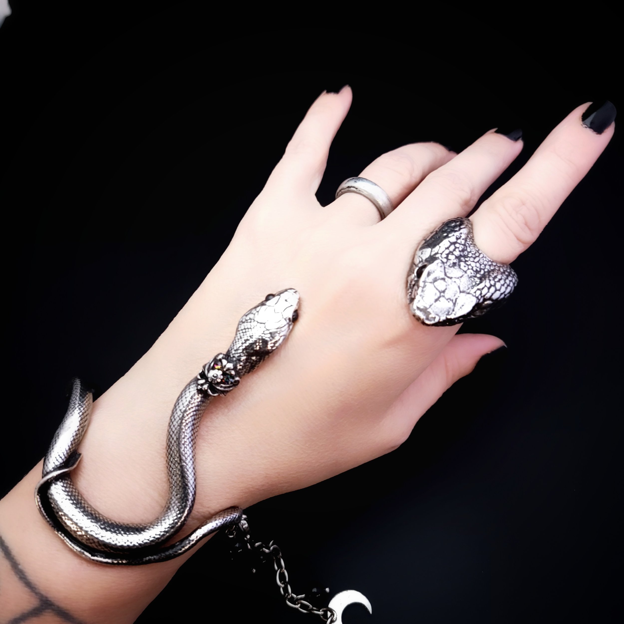 Vintage silver snake bracelet and ring set – Meraki Mirakel