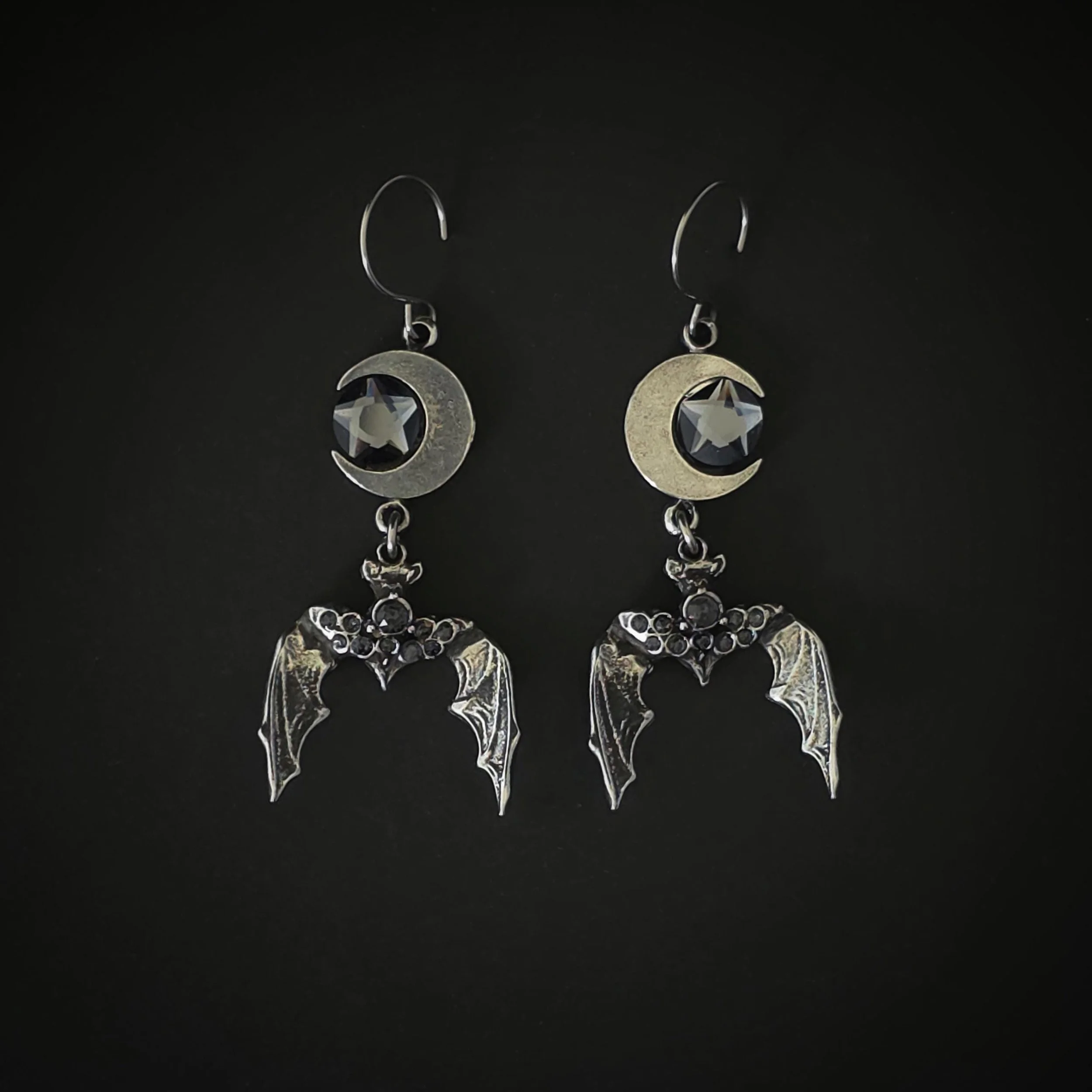 Crystal Star Bat Earrings