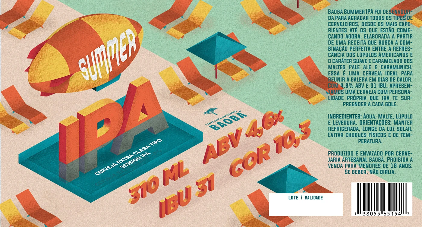 Rótulo da cerveja artesanal Summer IPA.