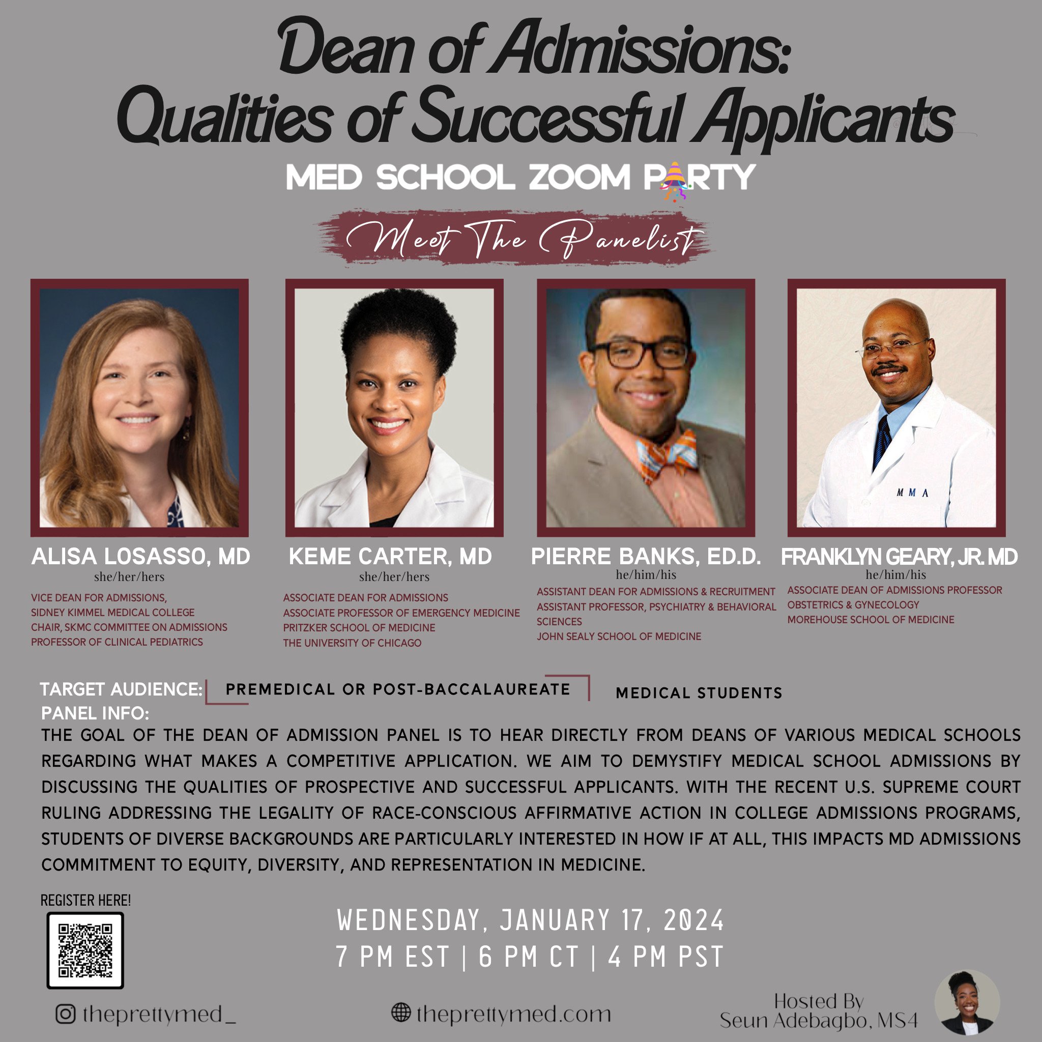 Dean of Admission Panel | Med School Zoom Party