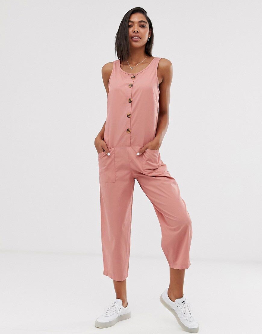 Sleeveless Button Front Boilersuit