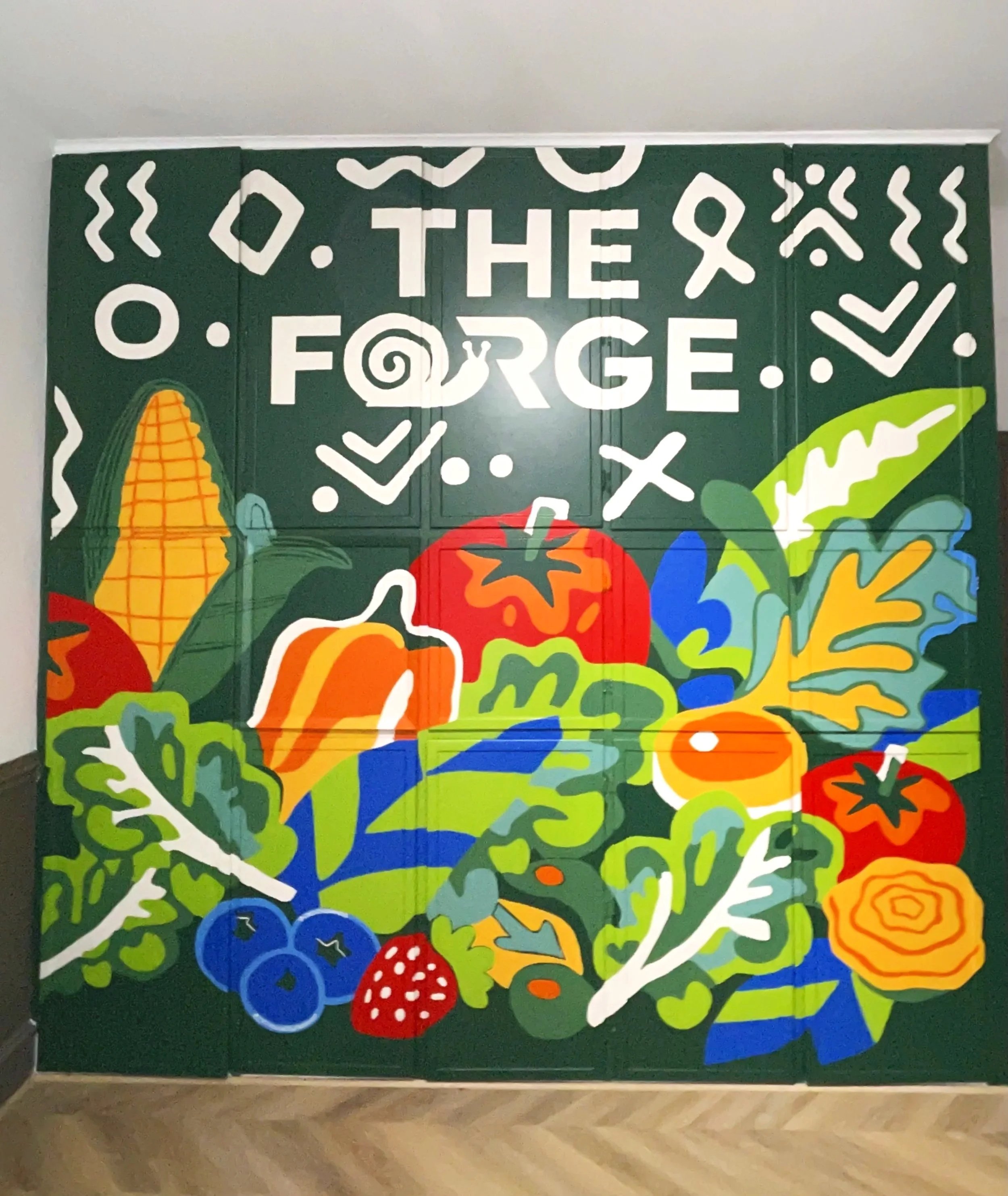 Painted on cabinet storage wall for THE FORGE at THE BIT CENTER