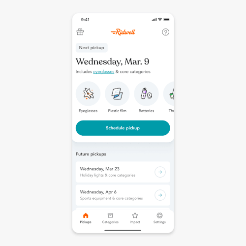 Ridwell has a mobile app — Ridwell