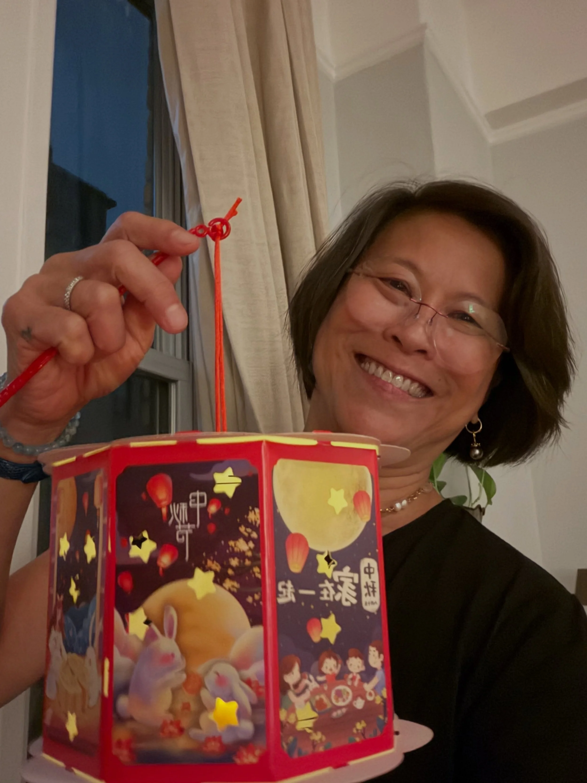 Wishing you a Happy Moon Festival!

中秋節 &mdash; The Night the Moon Comes Home

As a child in Hong Kong I saw the paper lanterns bobbing above the people and looked like they were hanging in the sky. 

The ethereal light of candles glowing through thi