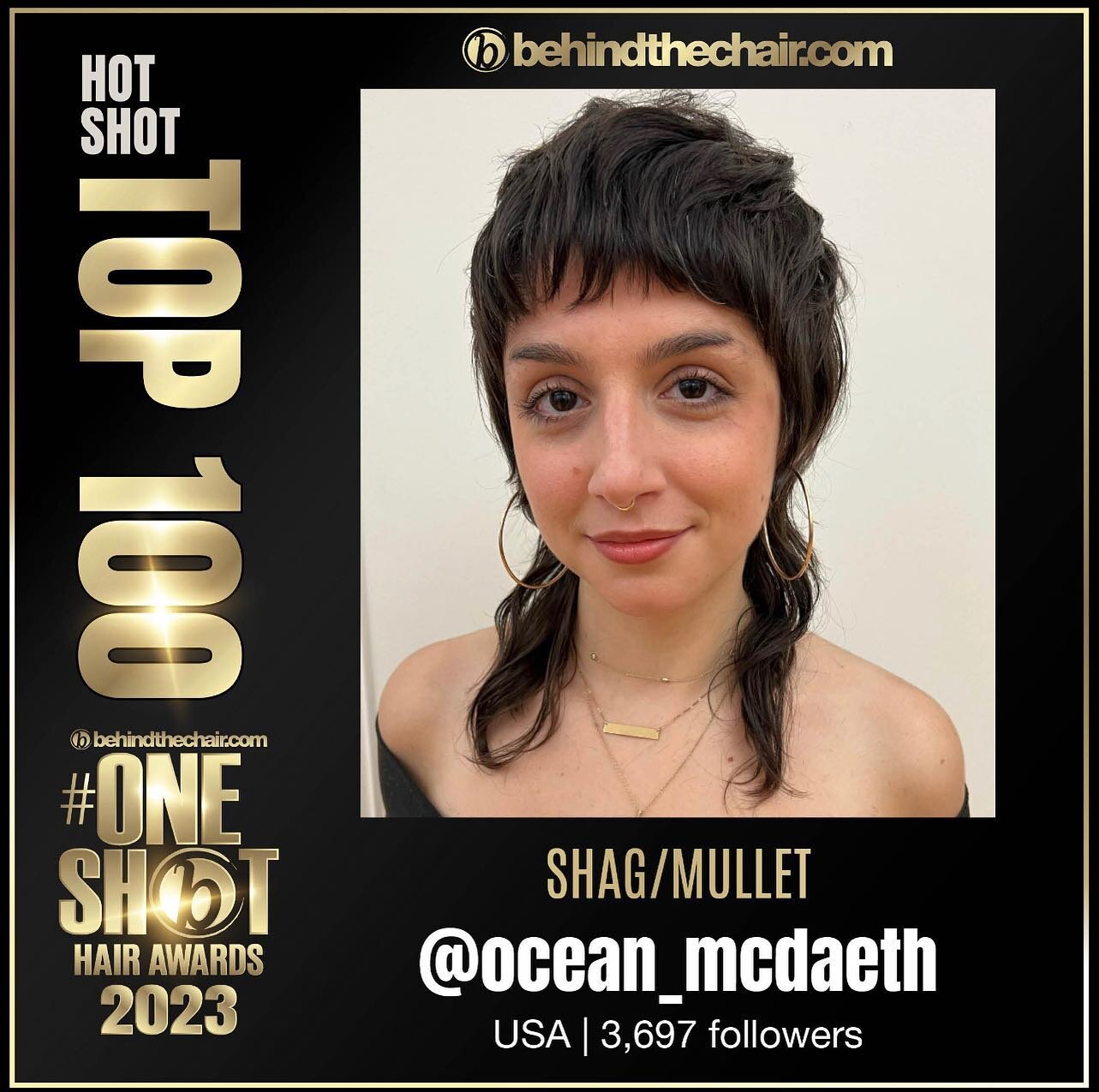 I won&rsquo;t lie-i have entered the btc one shot to some capacity every year so I am shocked and STOKED to be in the top 100 nominated for the @behindthechair_com @oneshothairawards shag/mullet category!! There are so many talented hair friends I&rs