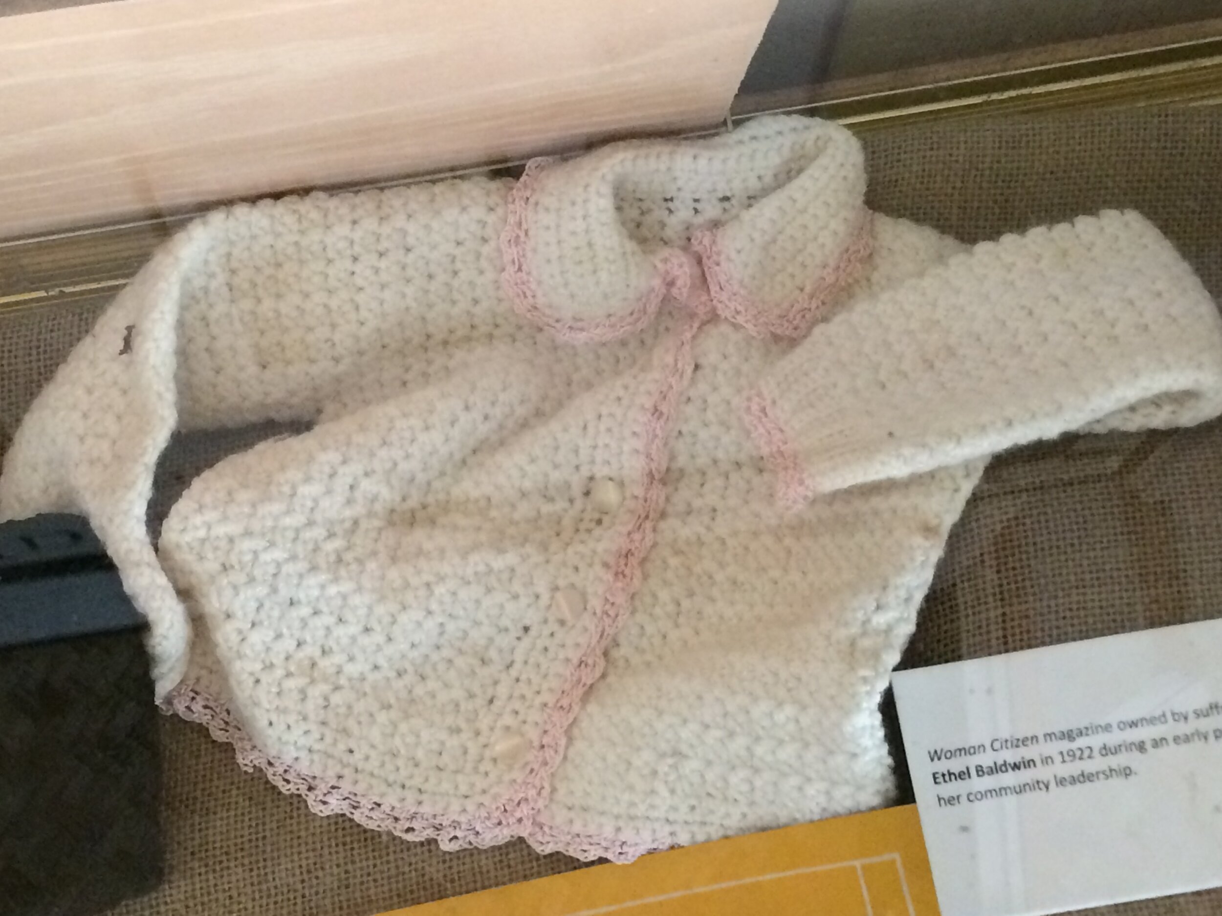  Baby Sweater knitted for granddaughter Claire Sanford in 1958. 