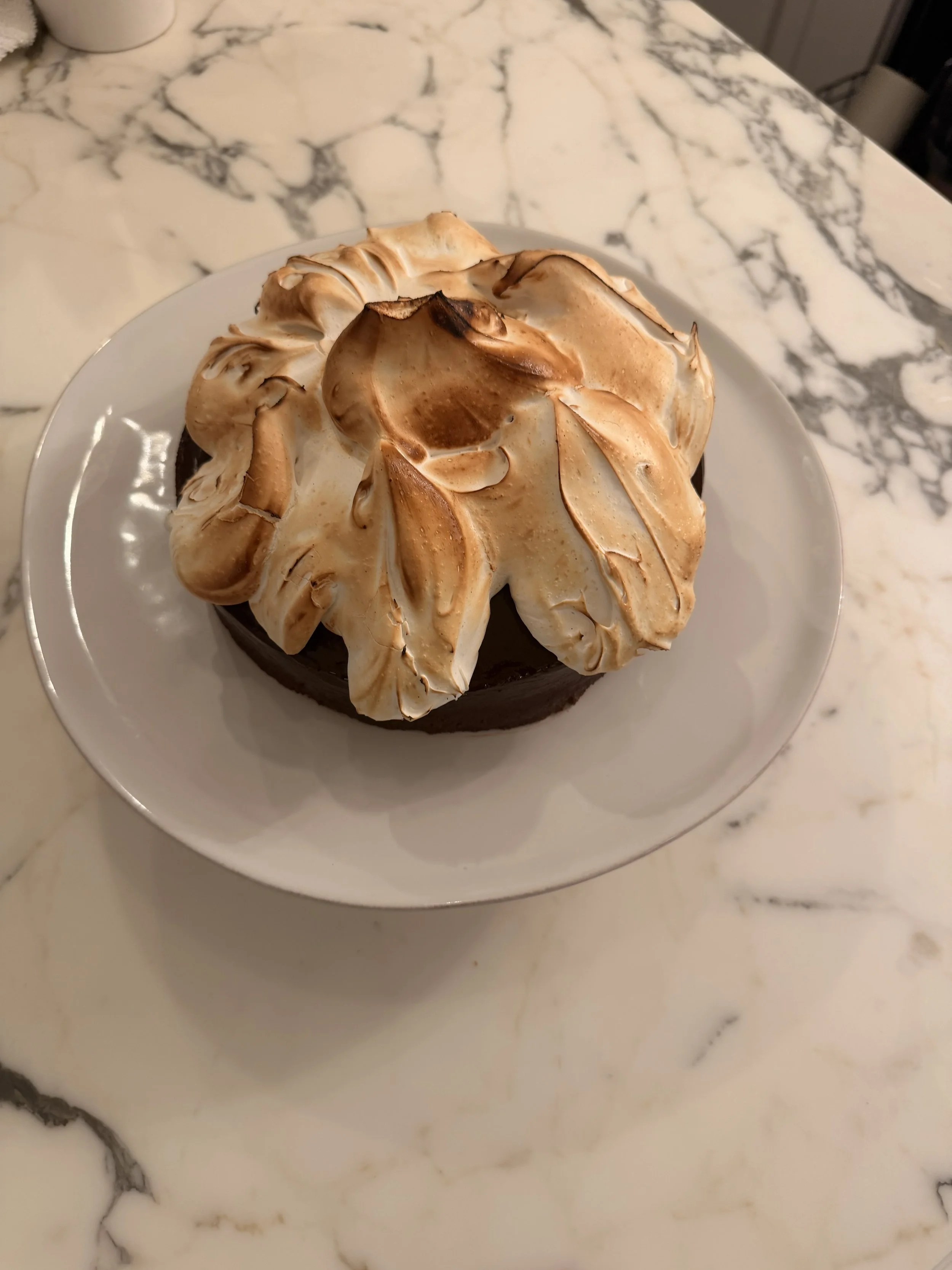 Chocolate Bourbon Cake w/Meringue