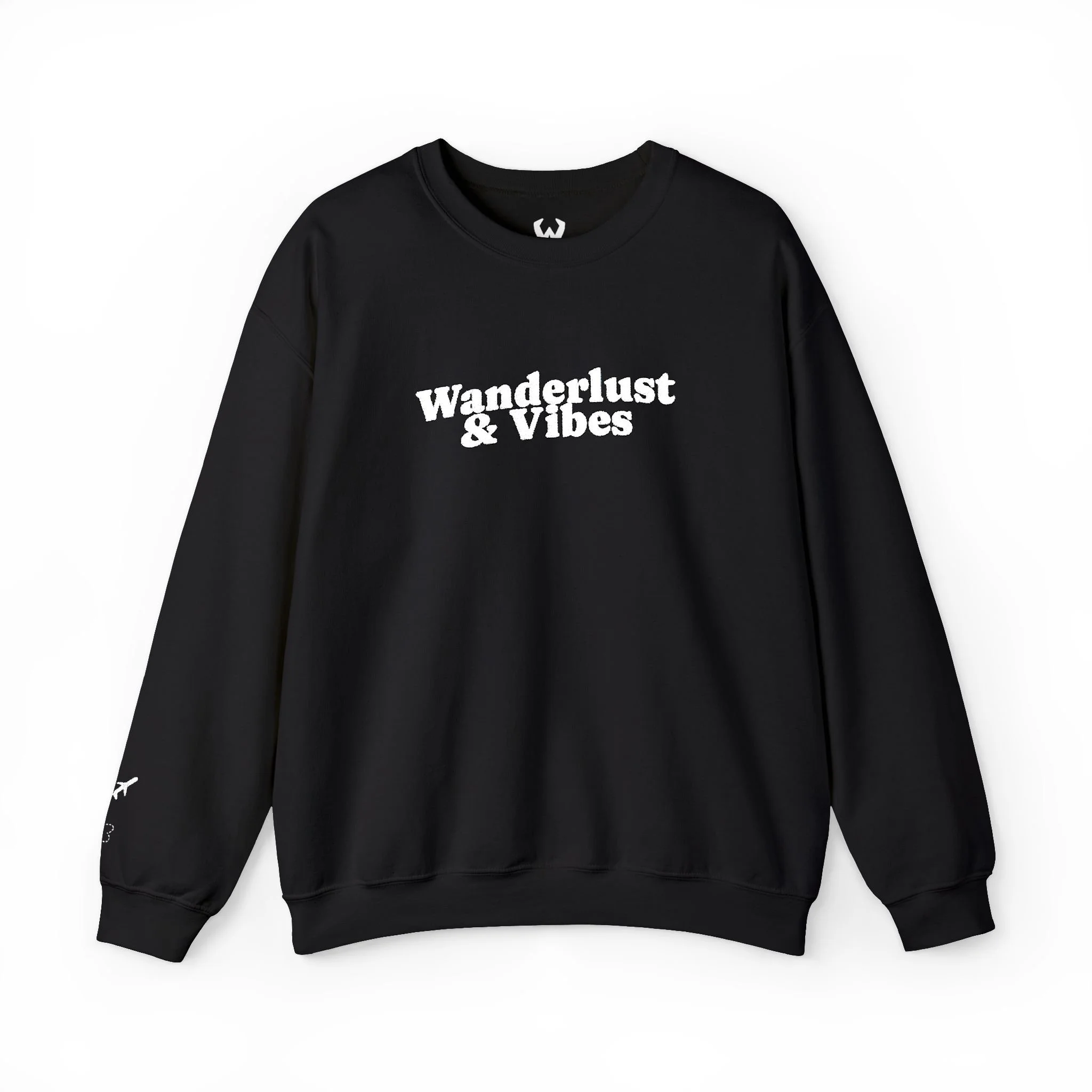 Embroidered Wanderlust & Vibes Crewneck Sweatshirt