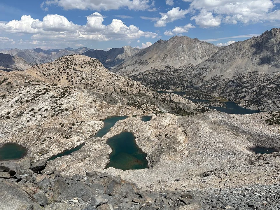 Rae Lakes (upper right) from Glen Pass (looking north)