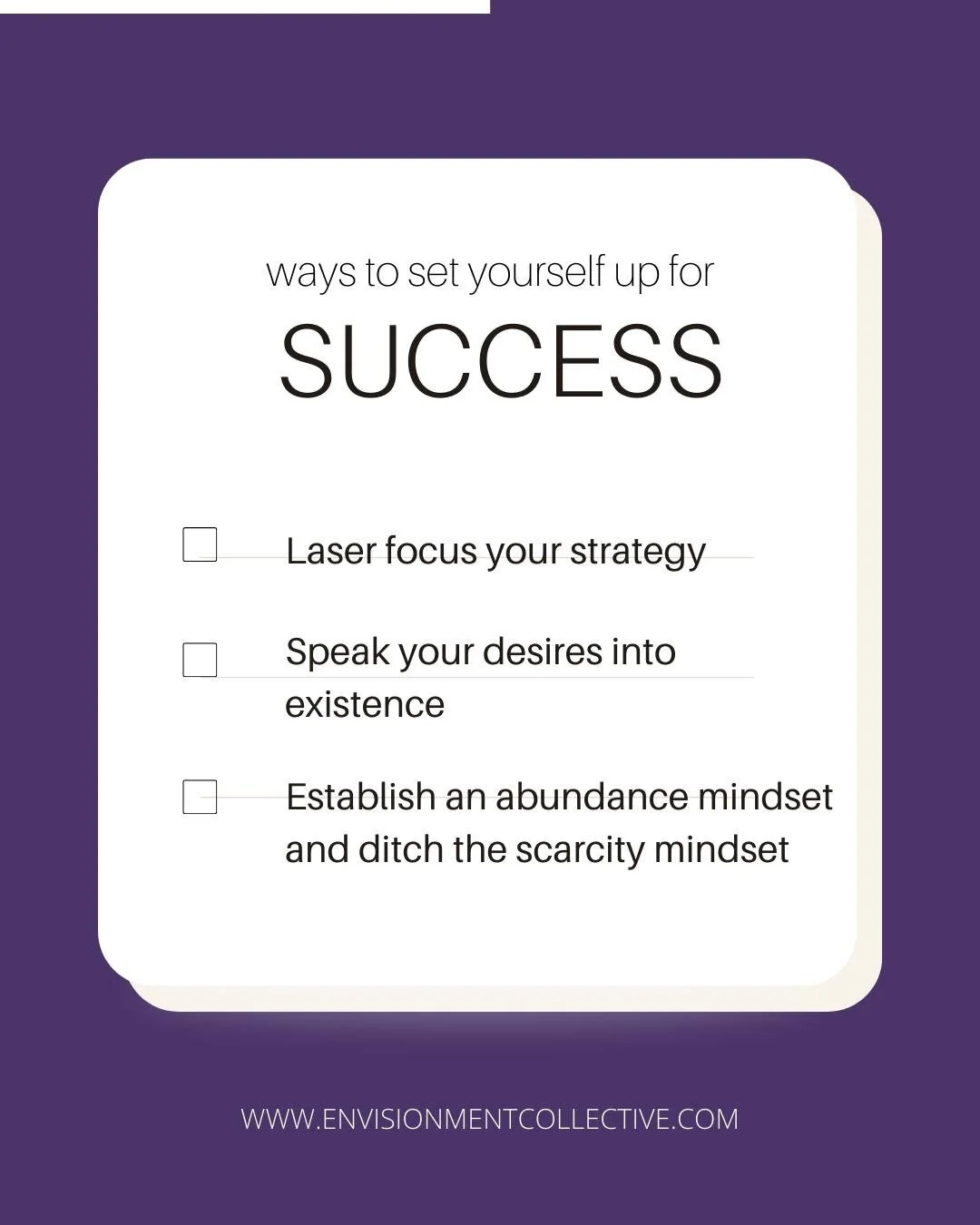 Success transcends through so many things - your mindset, the work that you do, your strategy, etc.  Use these tips to take inventory of how you can set yourself up for success.
.
.
.
.
.
#businessmotivation #business #businessmindset #entrepreneur #