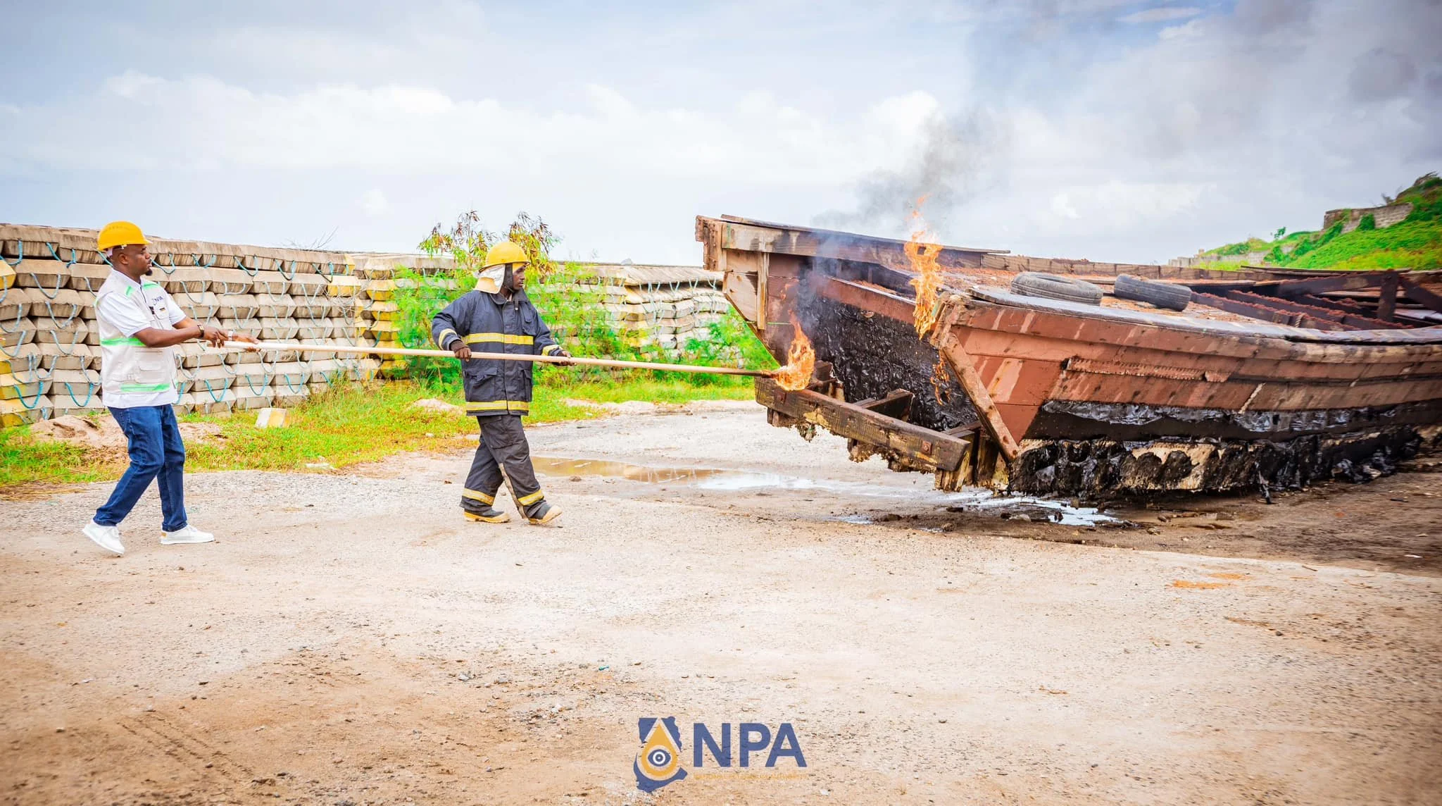 NPA, Western Naval Command Destroy Illicit Fuel Boat in Major Fuel Anti-Smuggling Operation