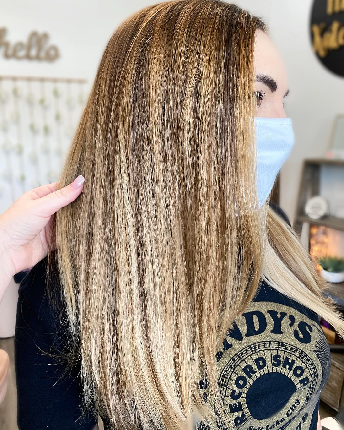 I absolutely love my time with this beautiful girl @_kriskos I refreshed her balayage to brighten and freshen! It&rsquo;s been a year since I&rsquo;ve seen her! What a great day. I cut about an inch and added some fresh layers and thinned out a TON t
