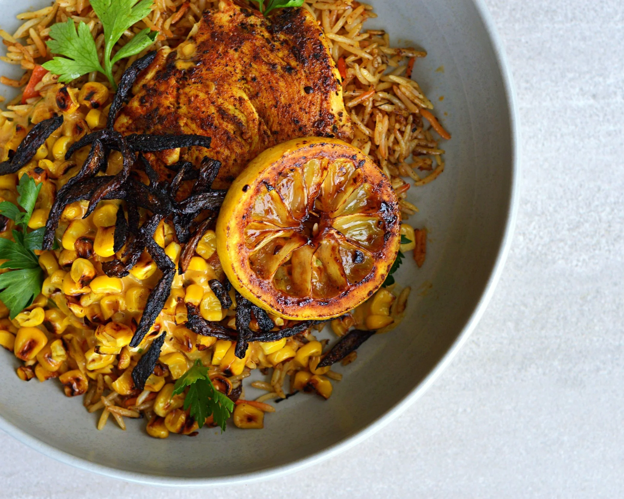 Smoked Paprika Chicken With Saffron Cream And Cumin Rice — seulfood