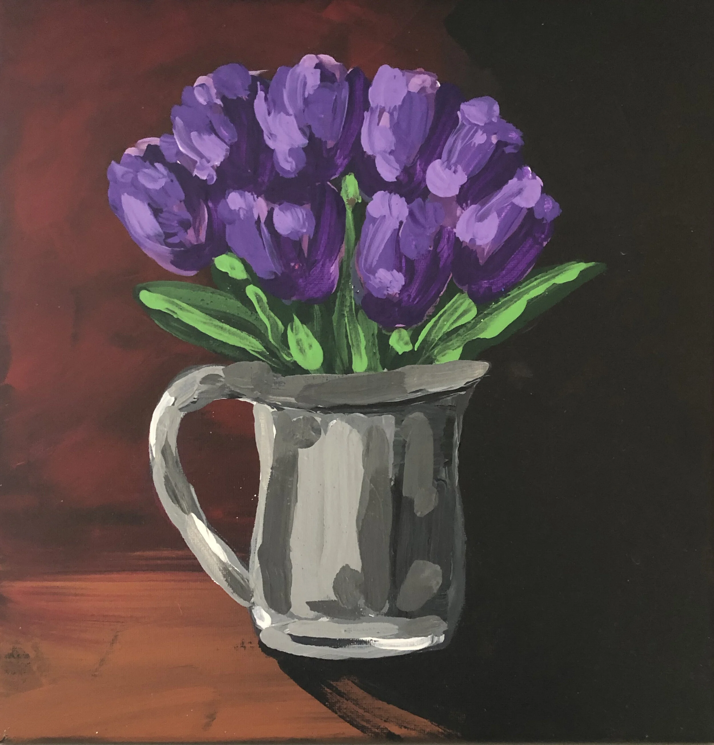 Purple tulips in jug 30 x 30cm.jpg